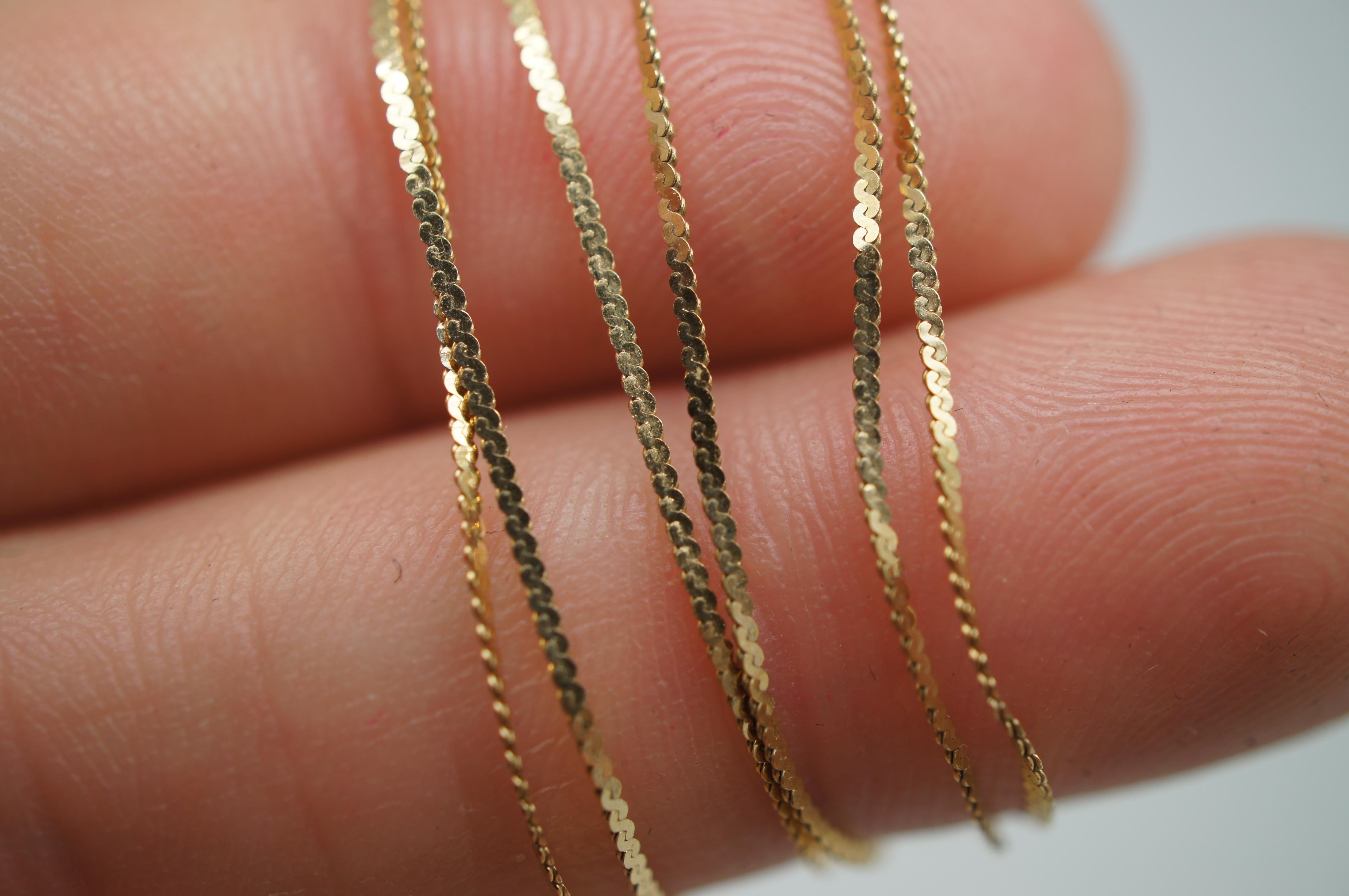 2 chaînes serpentines en or jaune 14 carats UnoAErre Aurea Italie 38,1 cm et 46,25 cm 2,5 g en vente 1