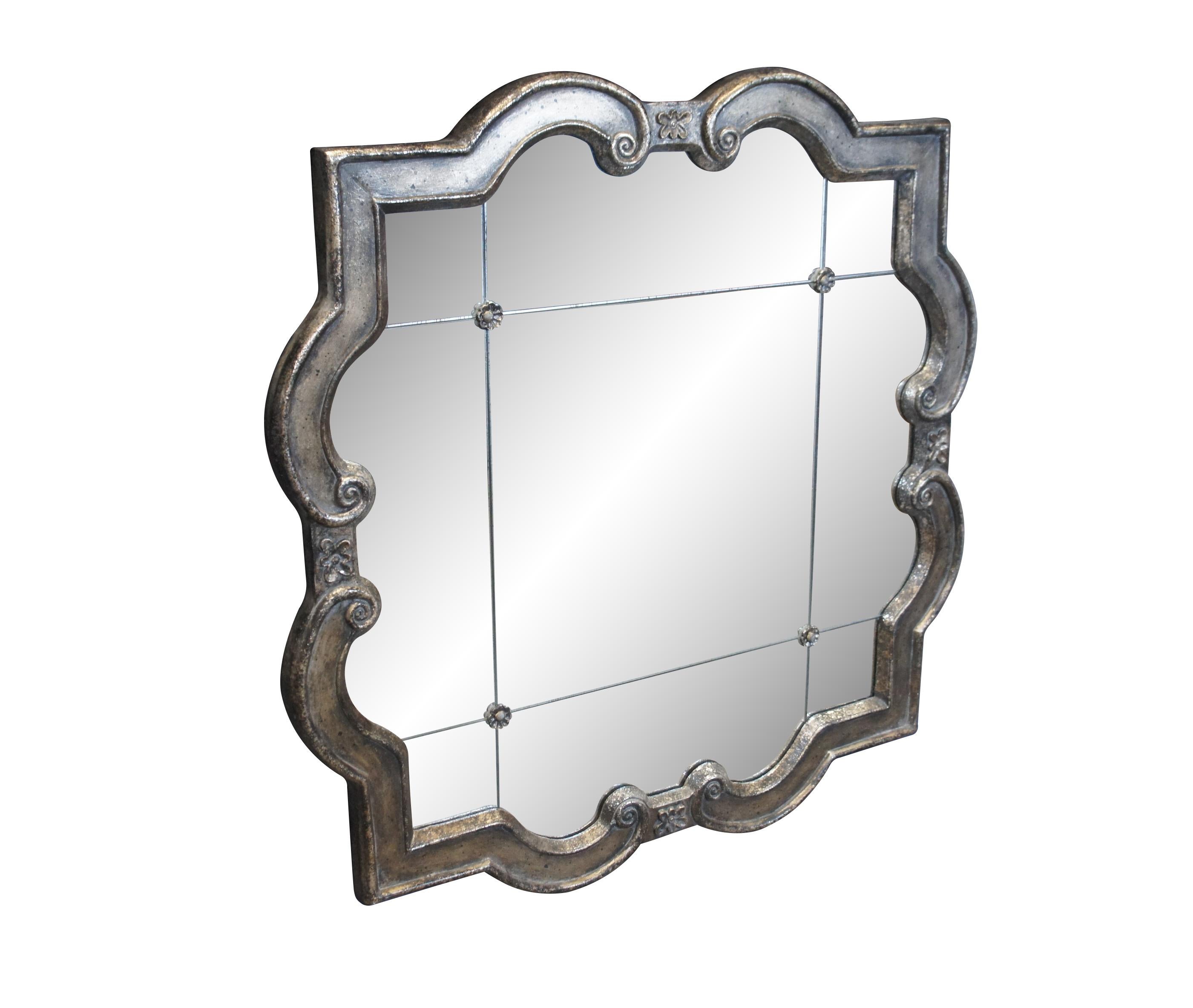 2 Uttermost Prisca 12597P Gothic Quatrefoil Paneled Silver Wall Mirror Pair 36