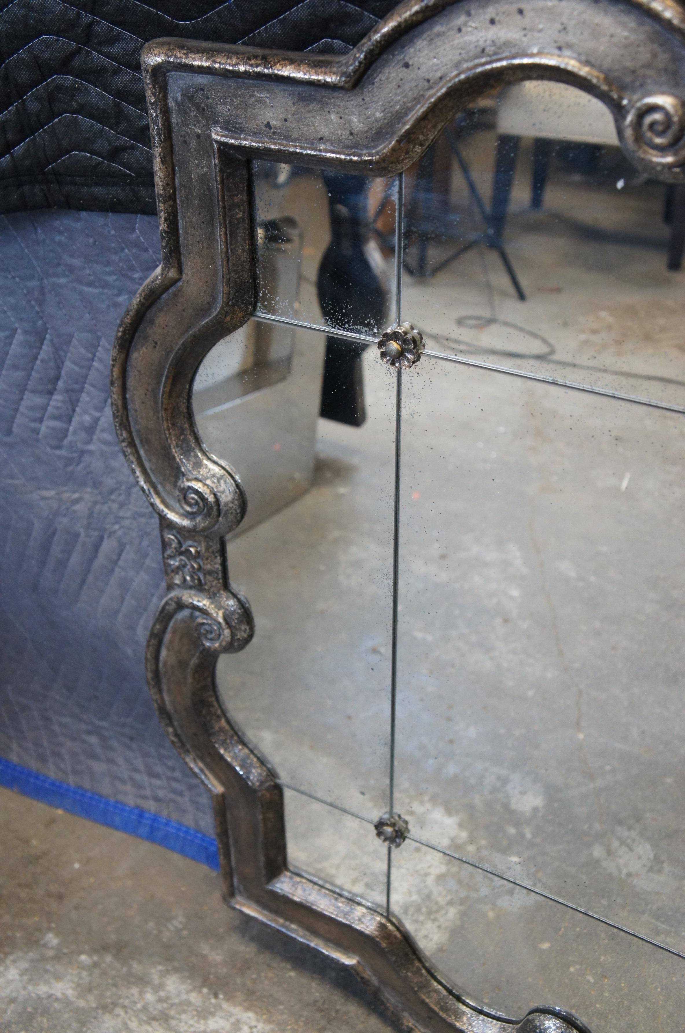 2 Uttermost Prisca 12597P Gothic Quatrefoil Paneled Silver Wall Mirror Pair 36