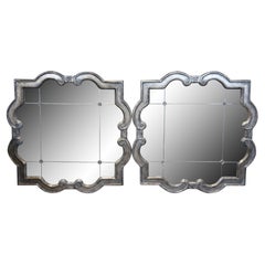 2 Uttermost Prisca 12597P Gothic Quatrefoil Paneled Silver Wall Mirror Pair 36"