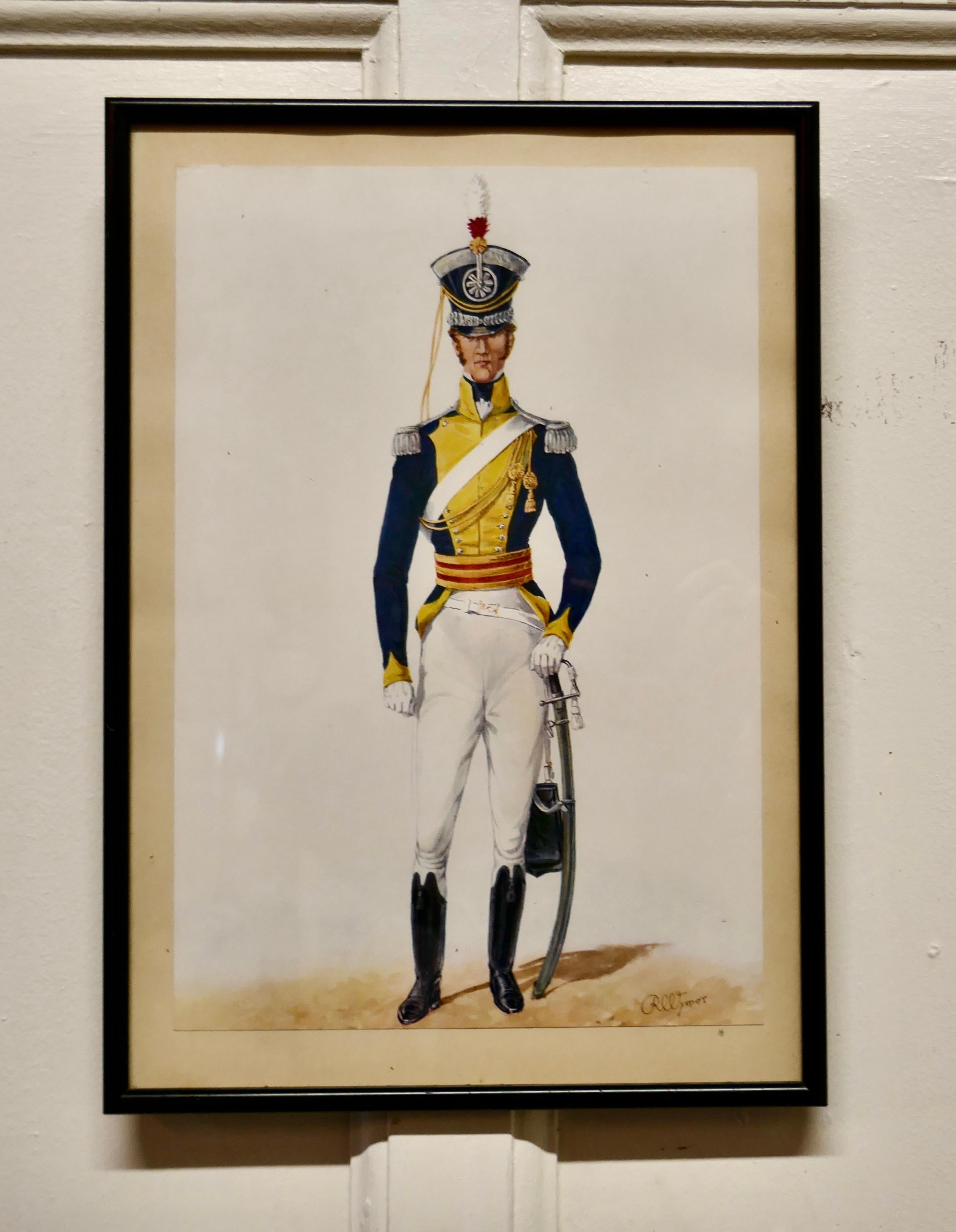 2 vanity fair pictures military Uniforms by Reginald Augustus Wymer (1849-1935)
The pictures are framed and have signatures, they are in nice condition for their age, an interesting pair with good colour
The pictures are 16” x 11”
AC87.