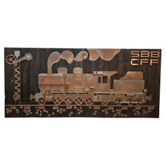 2 sehr große hölzerne Wandtafeln mit zinngelöteten Kupferzügen 