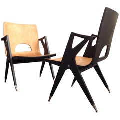 2 Very Rare Easy Chairs by Malatesta and Mason, Early 1950s