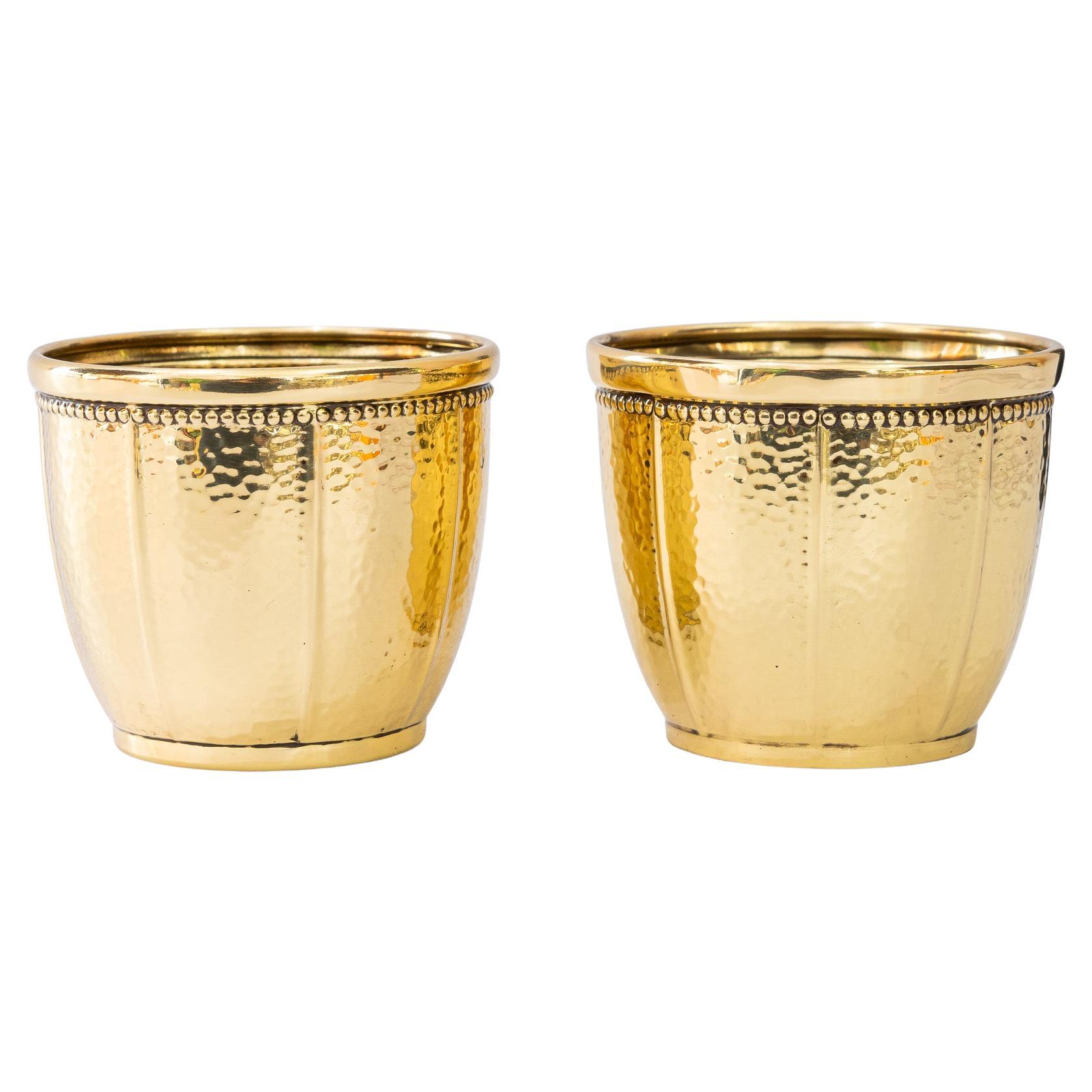 2 macetas muy pequeñas martilladas WMF Cactus viena alrededor de 1920