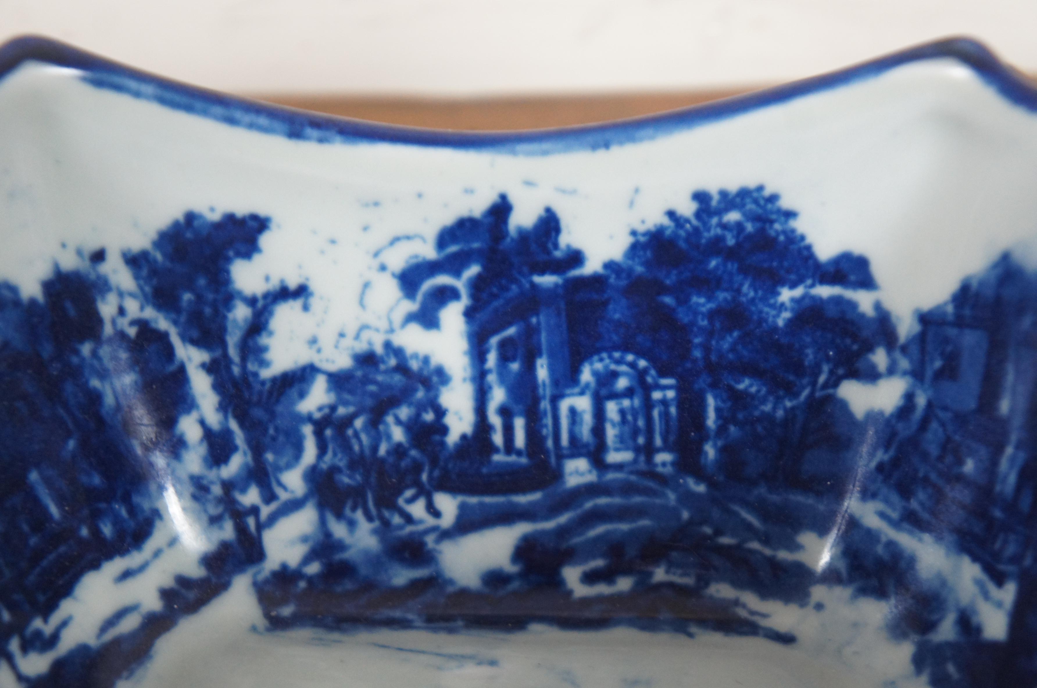 2 Victoria Ware Ironstone Canton Flow Blue Square Nesting Serving Bowls 1