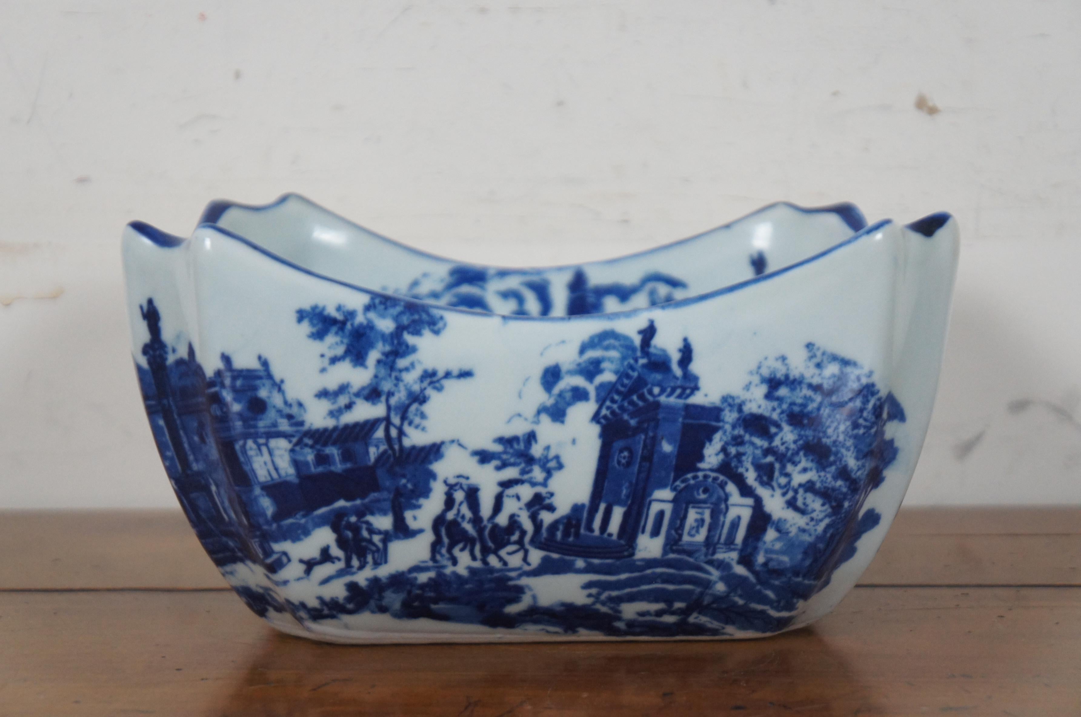 2 Victoria Ware Ironstone Canton Flow Blue Square Nesting Serving Bowls 2