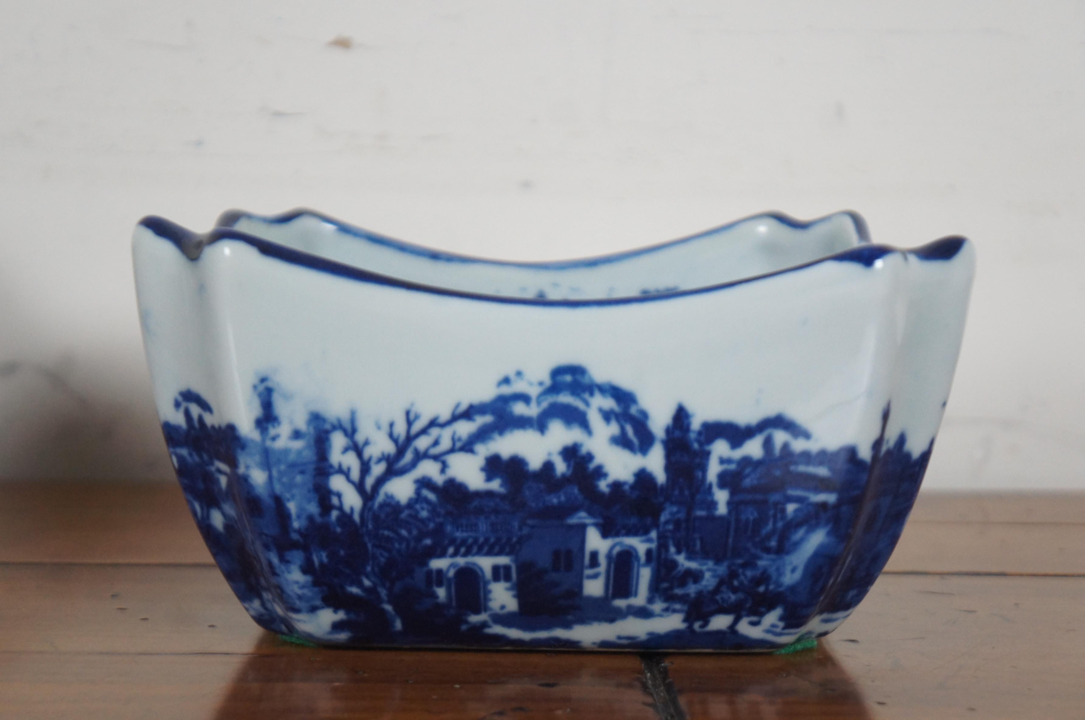 2 Victoria Ware Ironstone Canton Flow Blue Square Nesting Serving Bowls 3