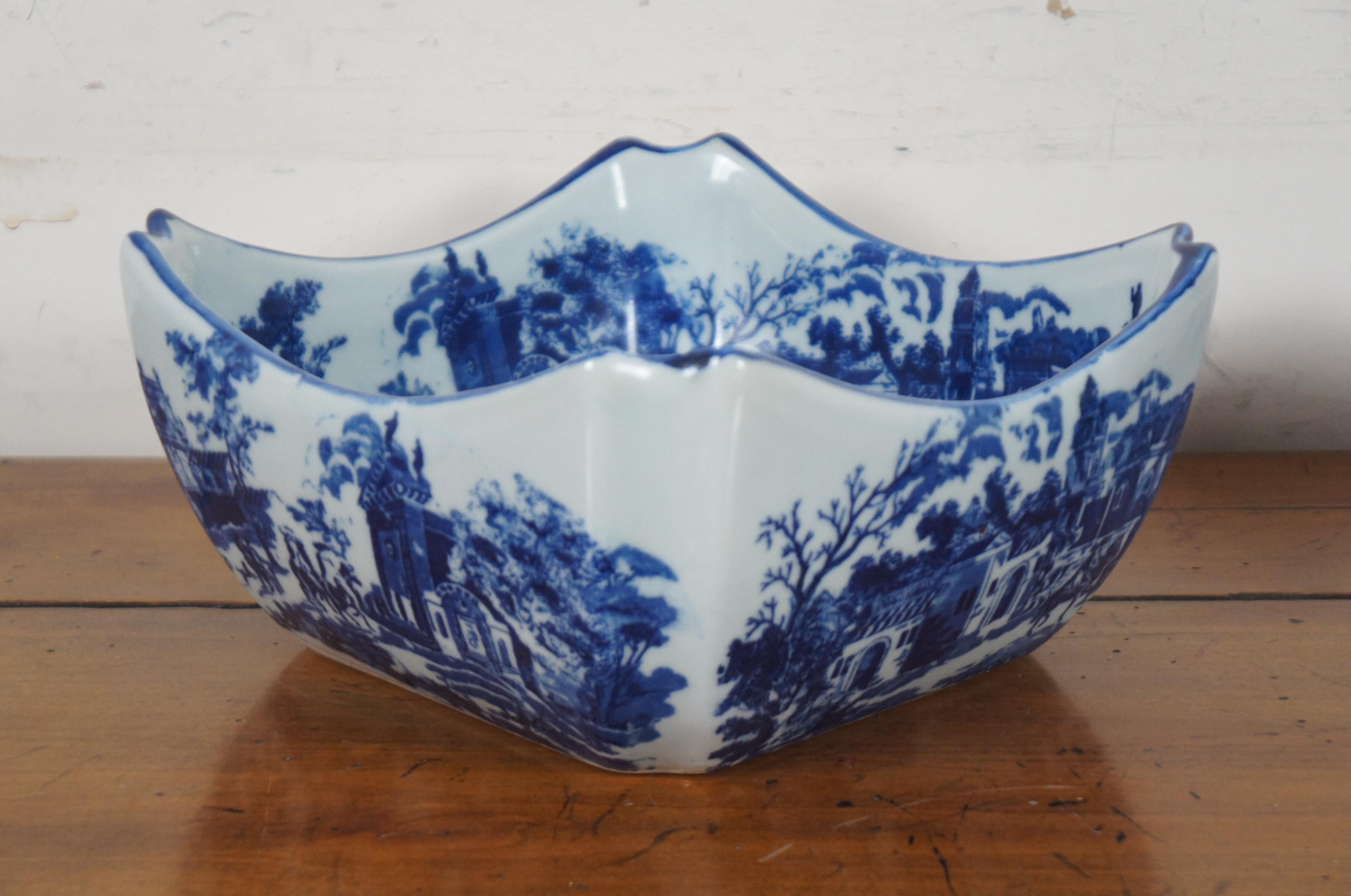 2 Victoria Ware Ironstone Canton Flow Blue Square Nesting Serving Bowls 4