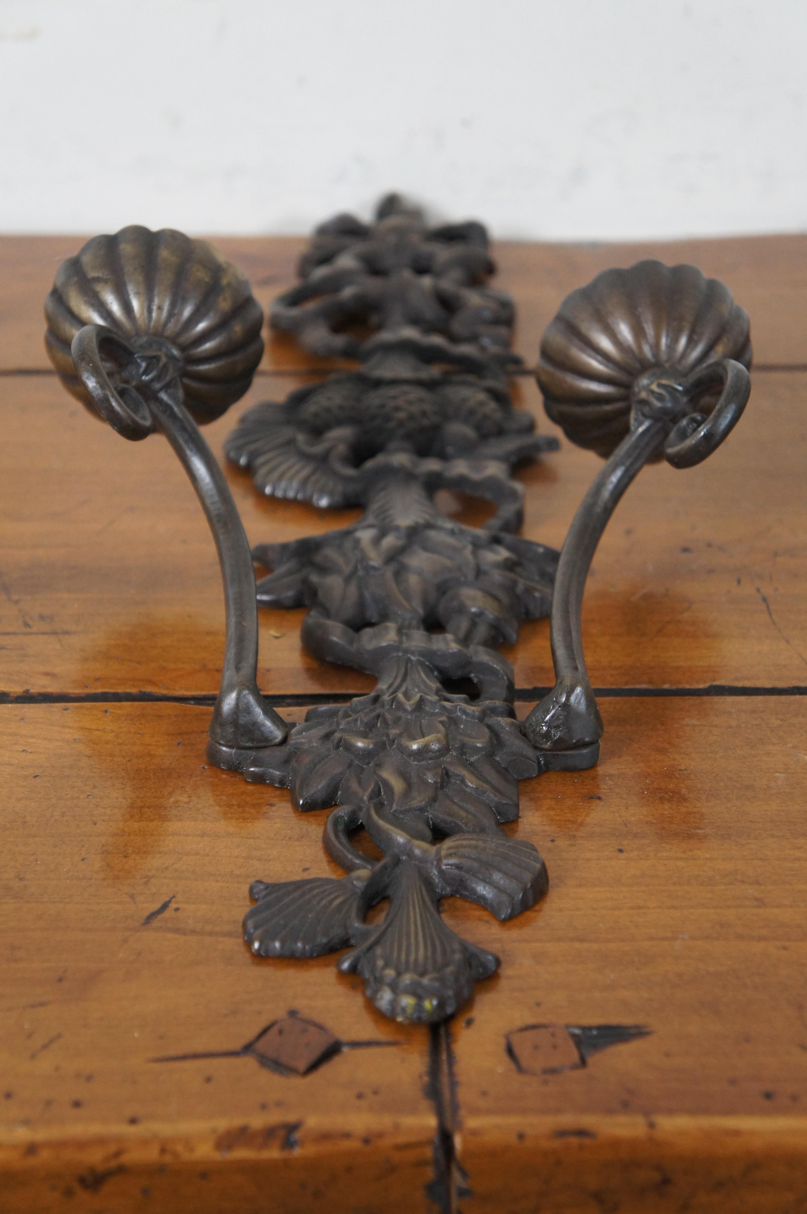 20th Century 2 Victorian Revival Bronze Candle Sconces Pine Cones Neoclassical Candelabra For Sale