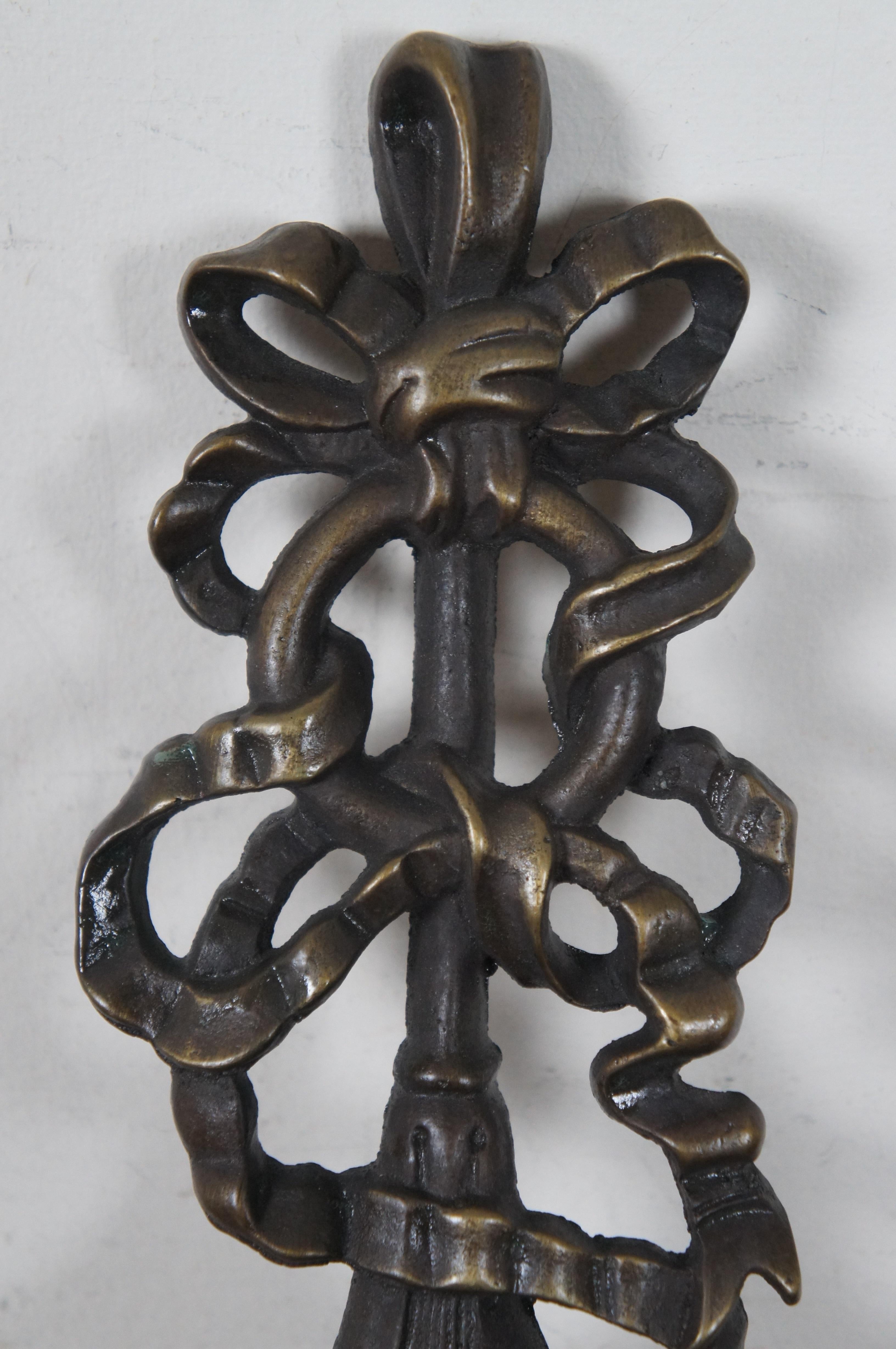 2 Victorian Revival Bronze Candle Sconces Pine Cones Neoclassical Candelabra For Sale 4