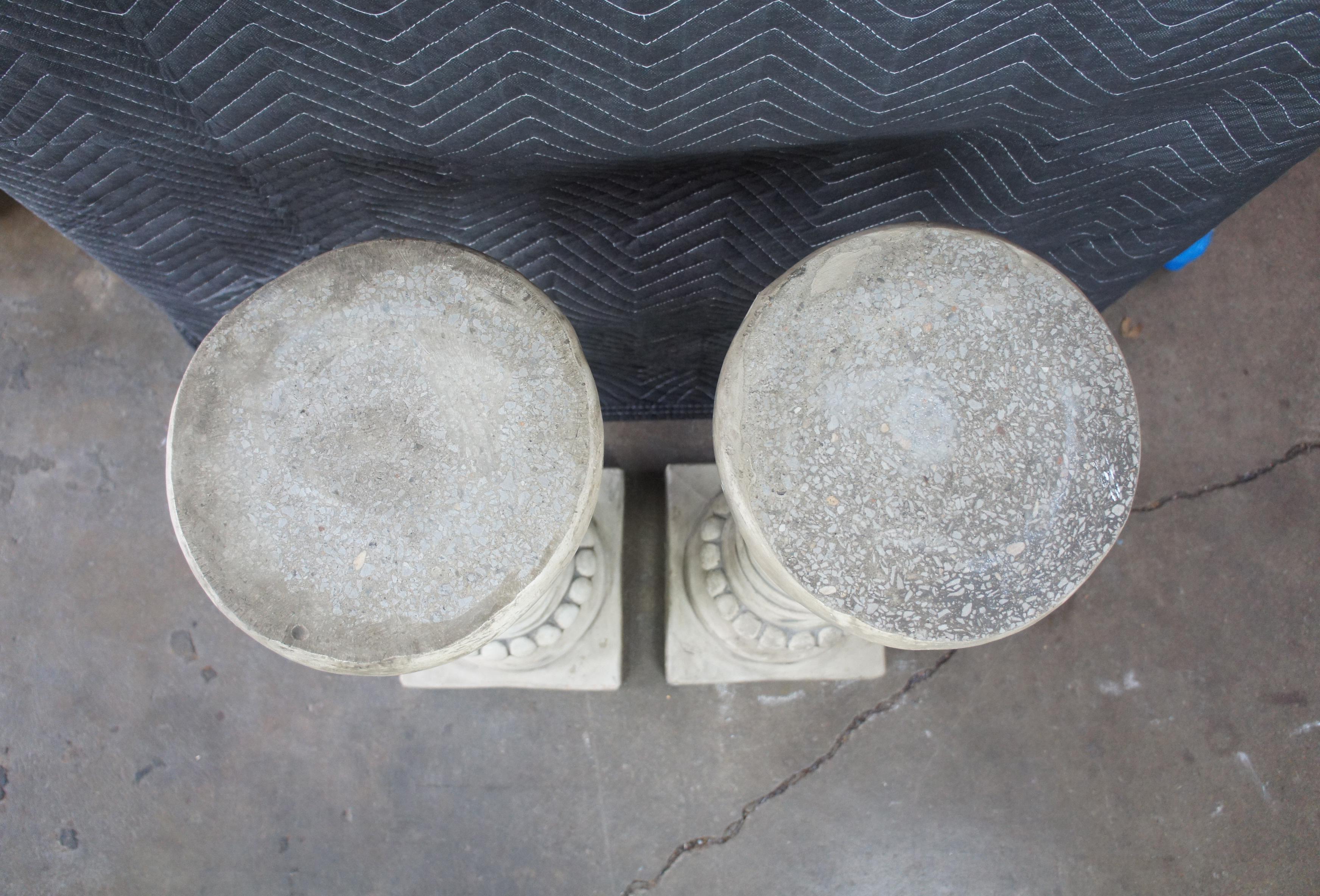 2 Victorian Revival Stone Concrete Barley Twisted Pedestals Columns Plant Stands In Good Condition In Dayton, OH