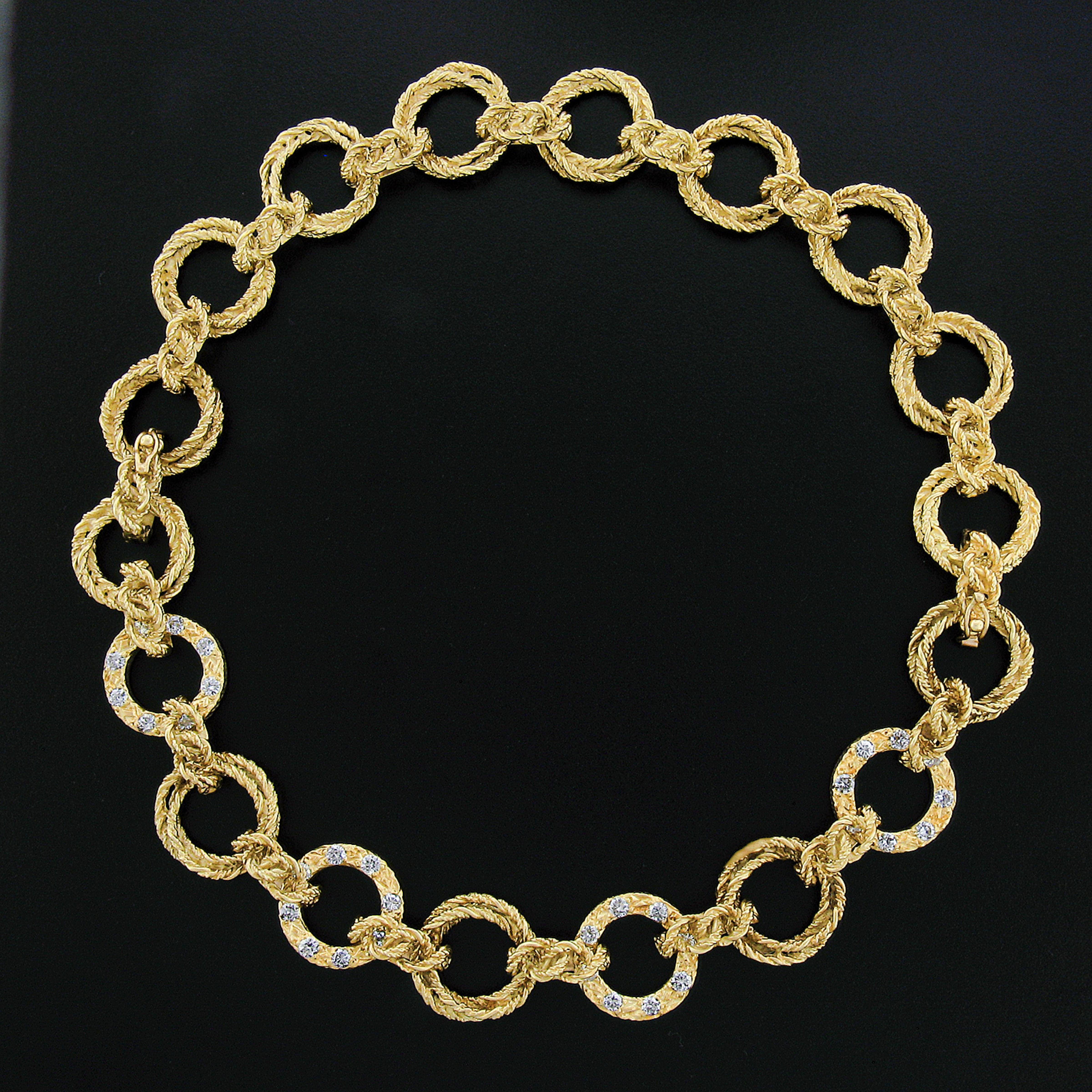 (2) Vintage 18k Gold Interlocking texturierte verdrehte Draht mit Diamant-Armband-Set 2