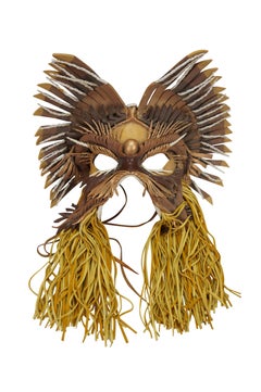 2 Vintage 1980s JL Chuites Leather Tassel Mardi Gras Face Masks