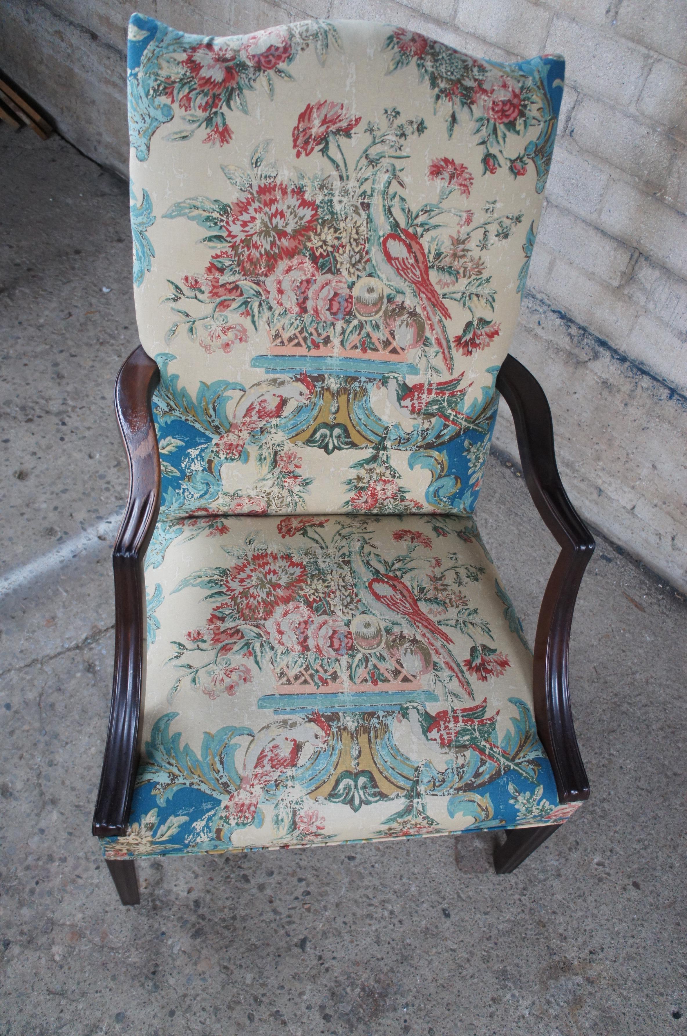 2 Vintage American Federal Style Mahogany Martha Washington Lolling Arm Chairs  5
