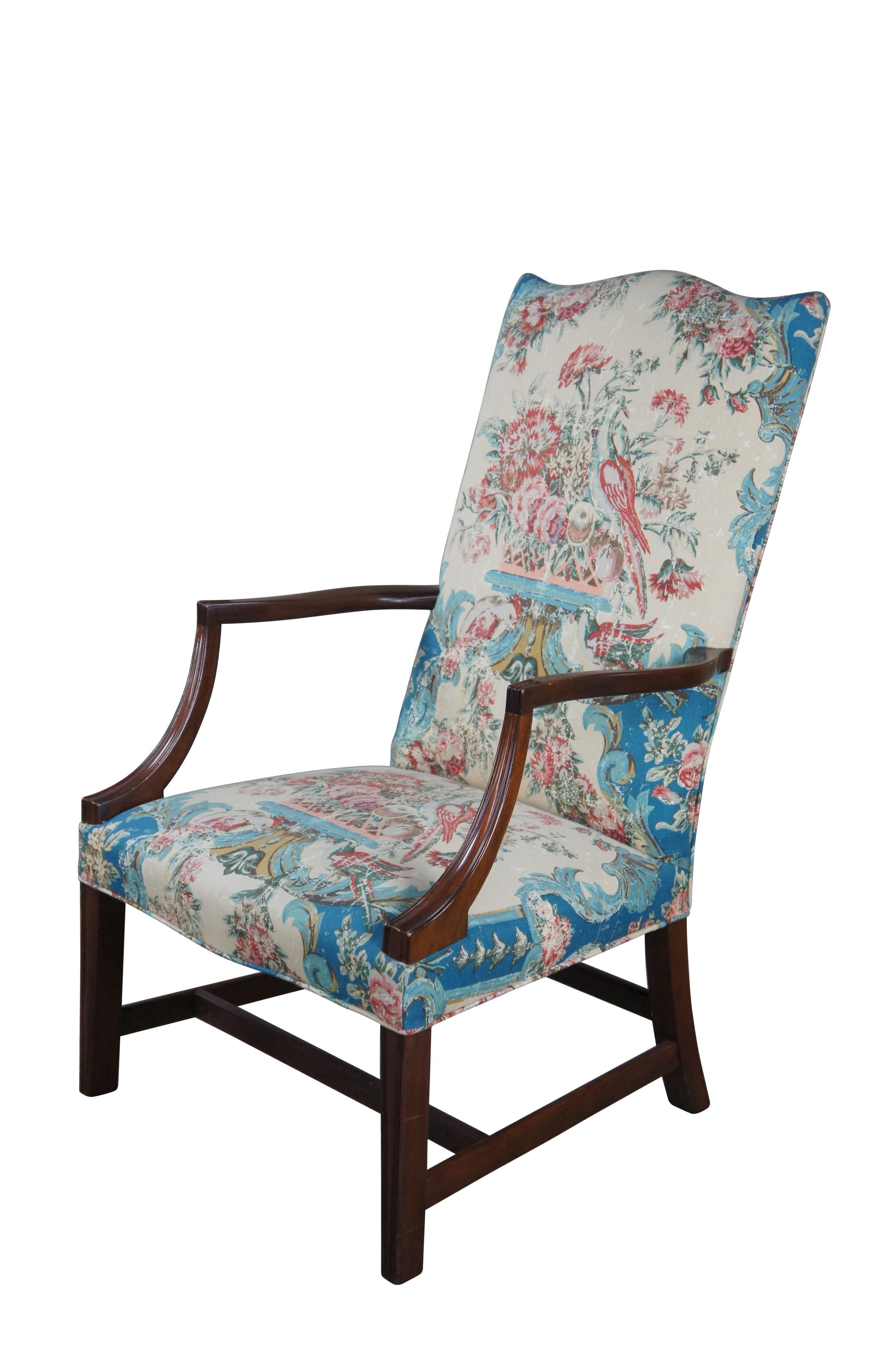 2 Vintage American Federal Style Mahogany Martha Washington Lolling Arm Chairs In Good Condition In Dayton, OH