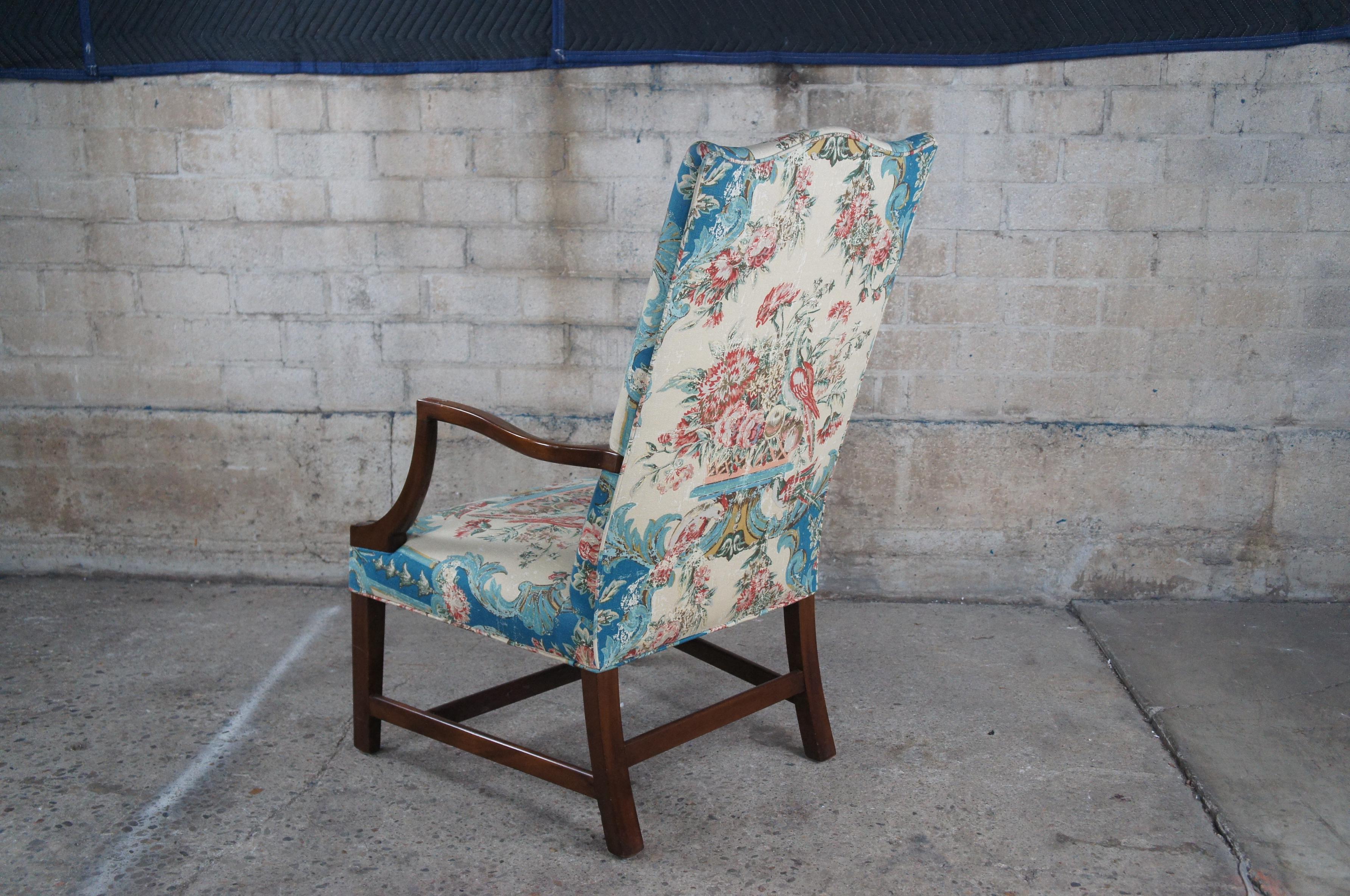 Upholstery 2 Vintage American Federal Style Mahogany Martha Washington Lolling Arm Chairs 