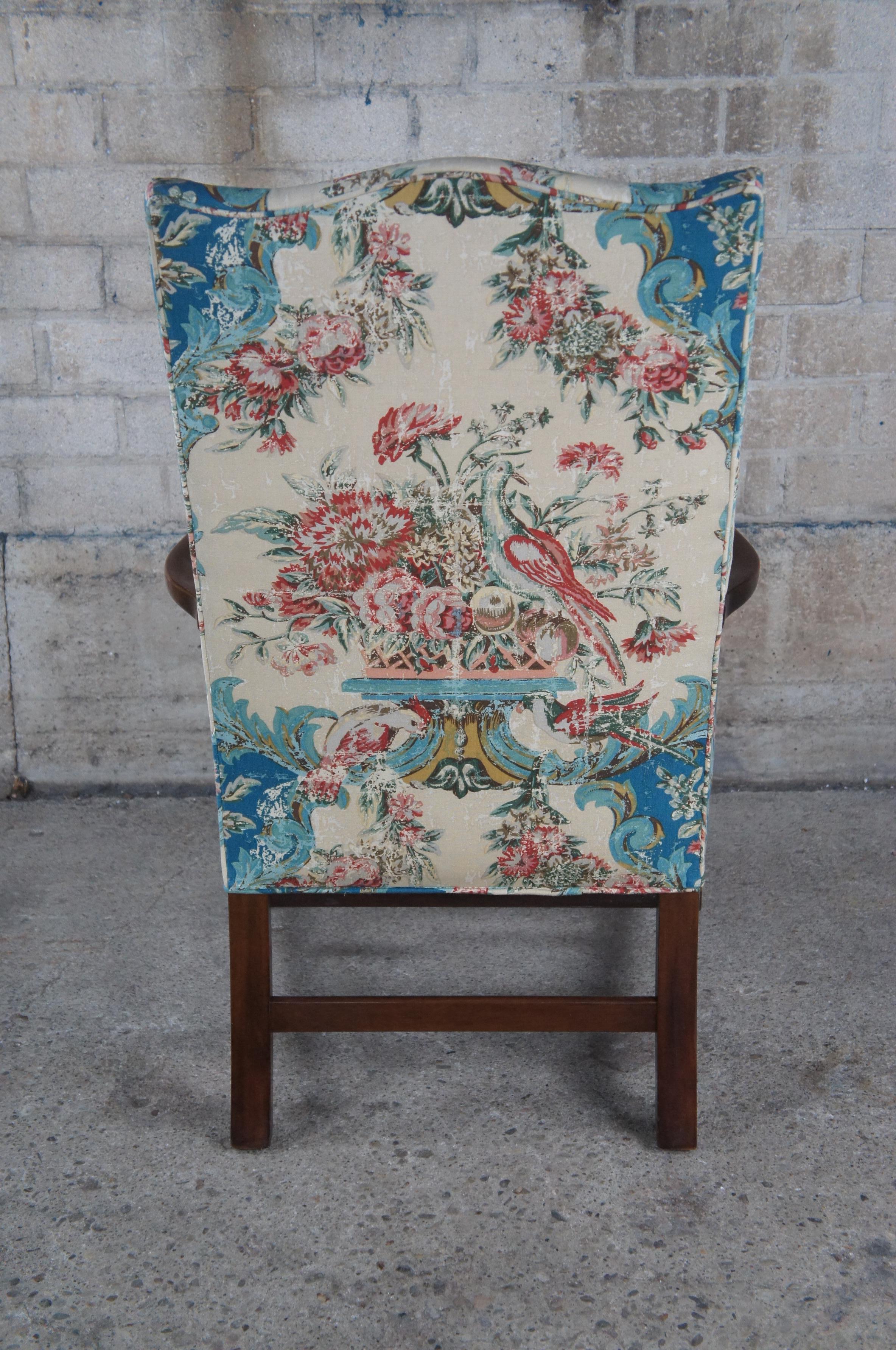 2 Vintage American Federal Style Mahogany Martha Washington Lolling Arm Chairs 1