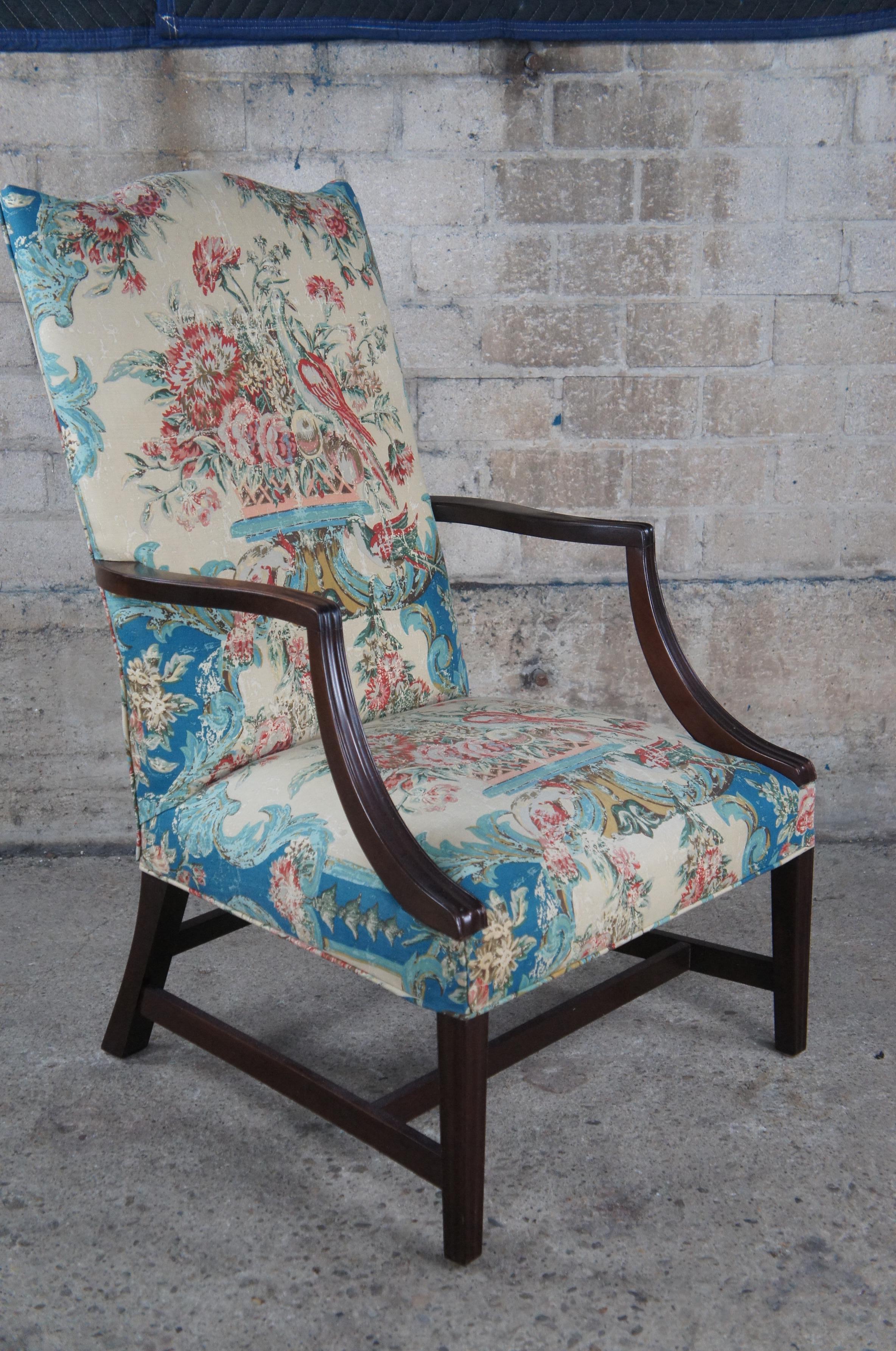 2 Vintage American Federal Style Mahogany Martha Washington Lolling Arm Chairs 3