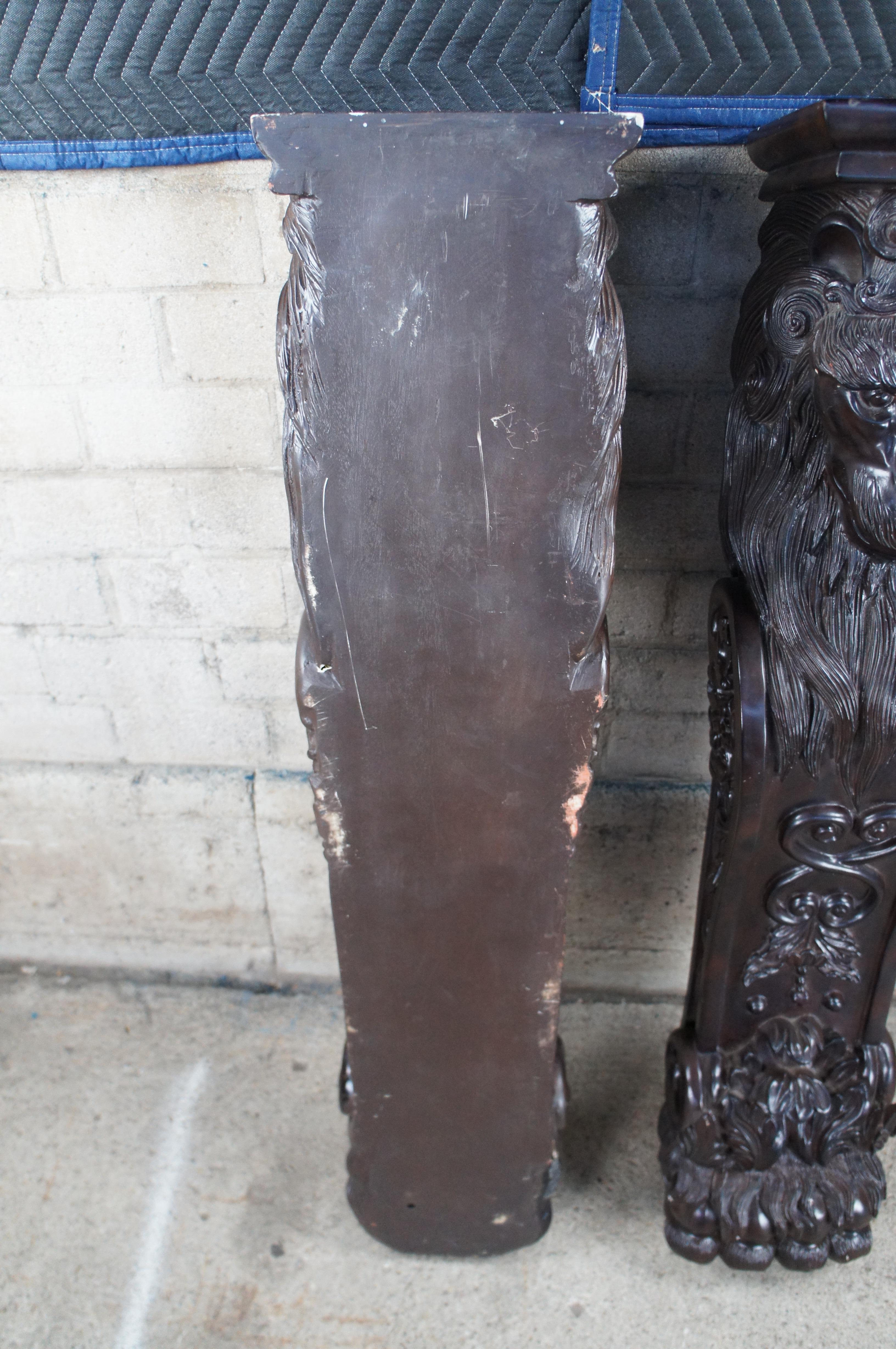 2 Vintage Architectural Lion Head Corbels Columns Pillars Sculpture Stands 49