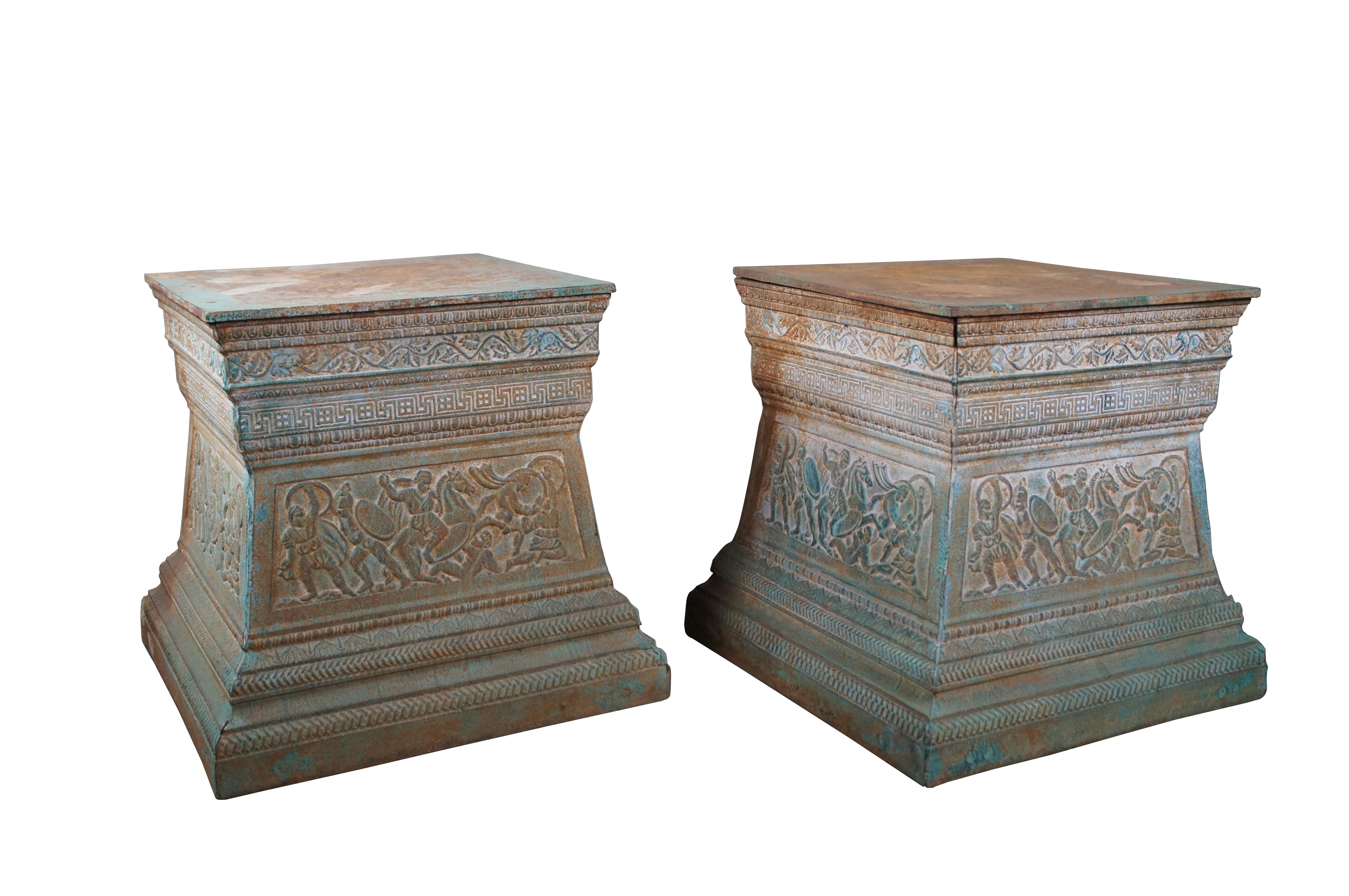 Néo-grec 2 Piédestaux de jardin en fonte vintage The Pedestal Stand Stand Urn Base Figures 27
