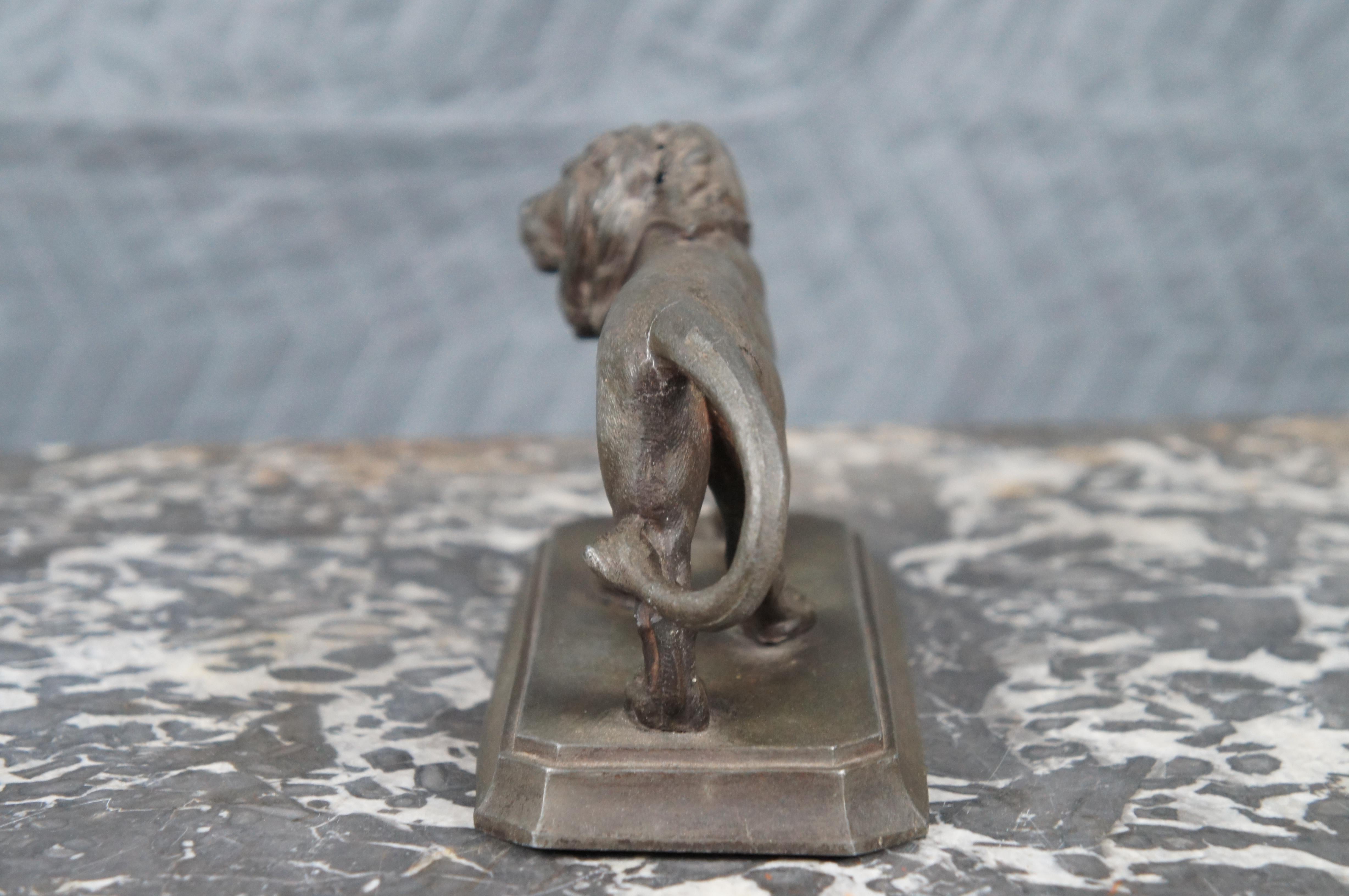 2 Vintage Cast Spelter Lion Bookends Paperweight Figurine Sculpture After Valton 1