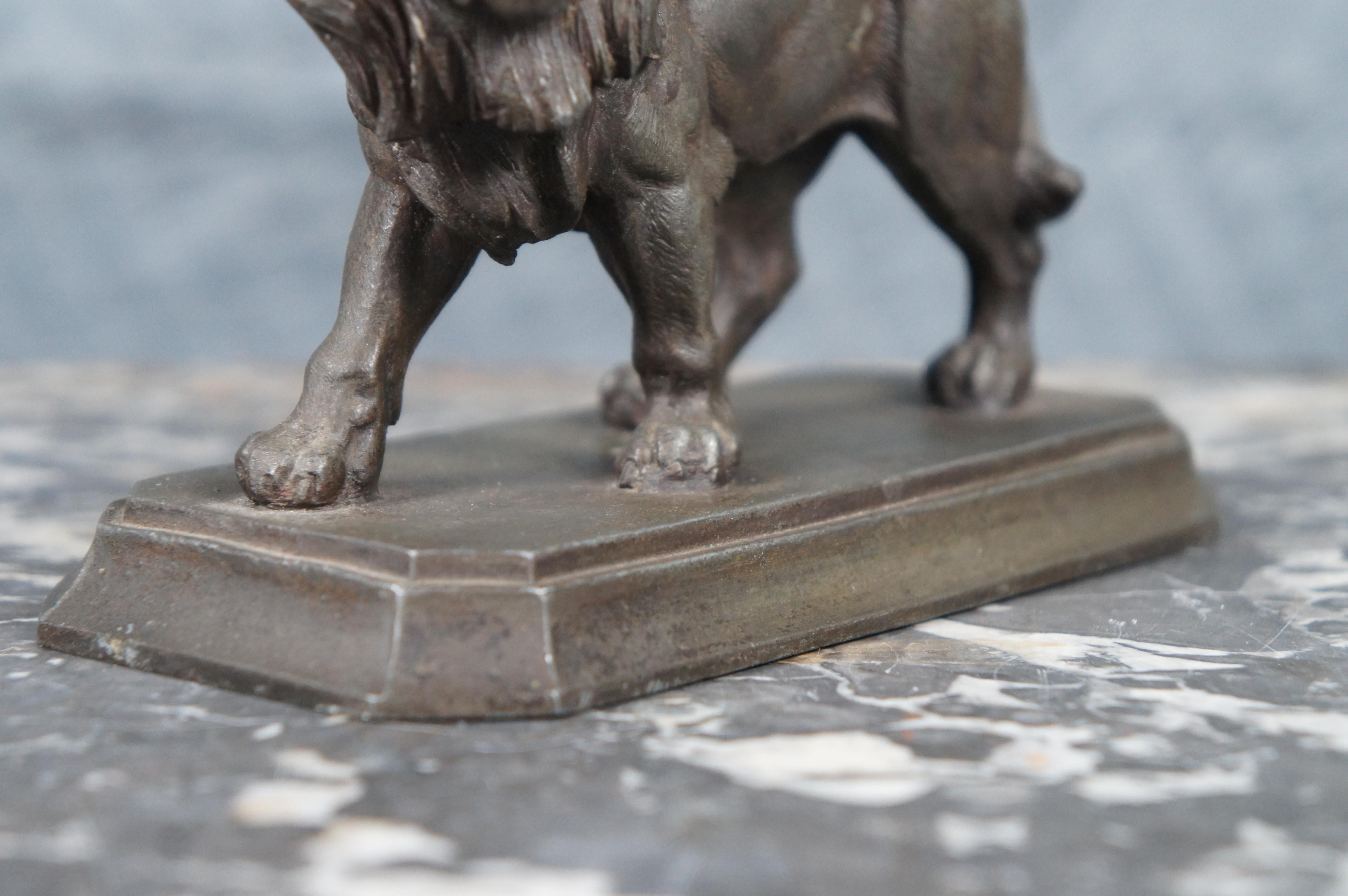 2 Vintage Cast Spelter Lion Bookends Paperweight Figurine Sculpture After Valton 4