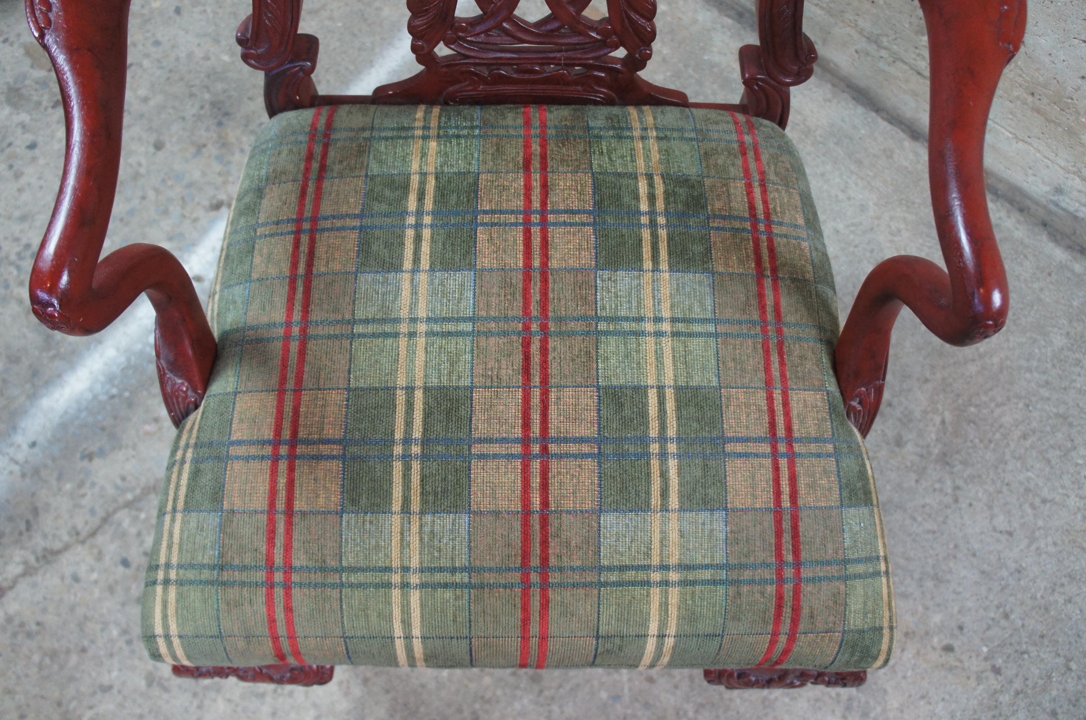 2 fauteuils d'appoint en acajou rouge à col de cygne de style Chippendale Vintage Century Furniture en vente 1