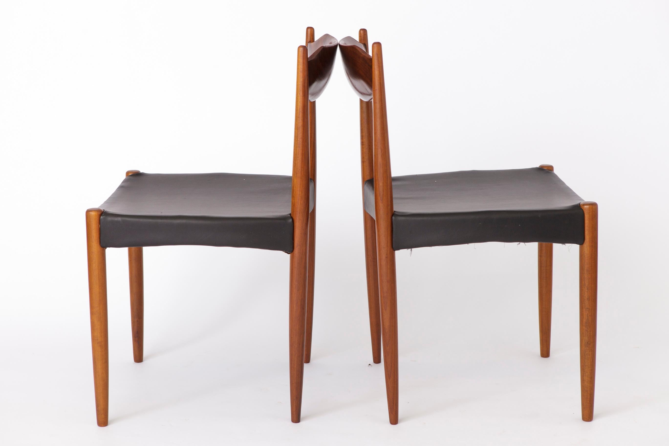 Polished 2 Vintage Chairs 1960s - Teak For Sale