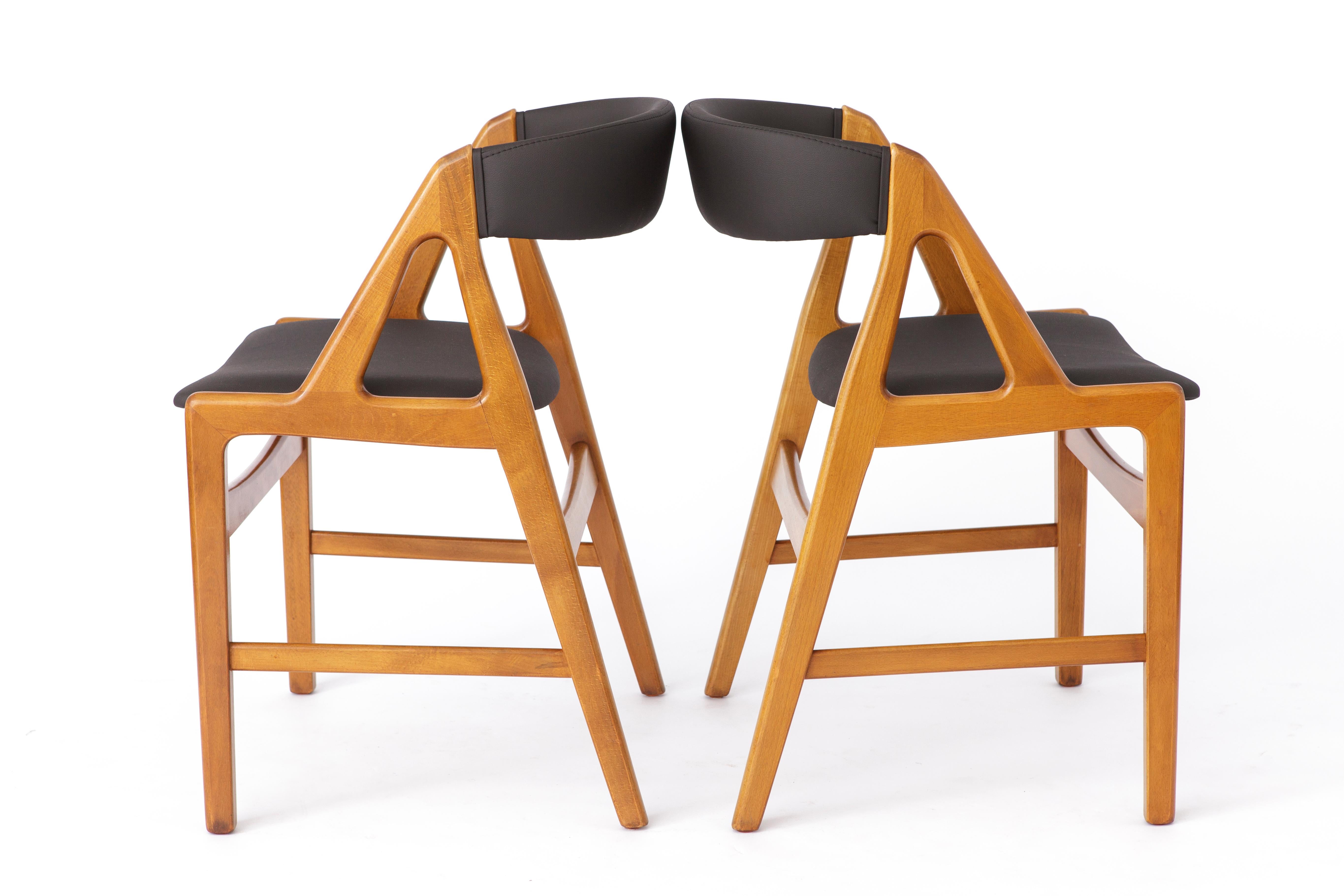 Danish 2 Vintage Chairs by Henning Kjaernulf, Denmark 1960s For Sale