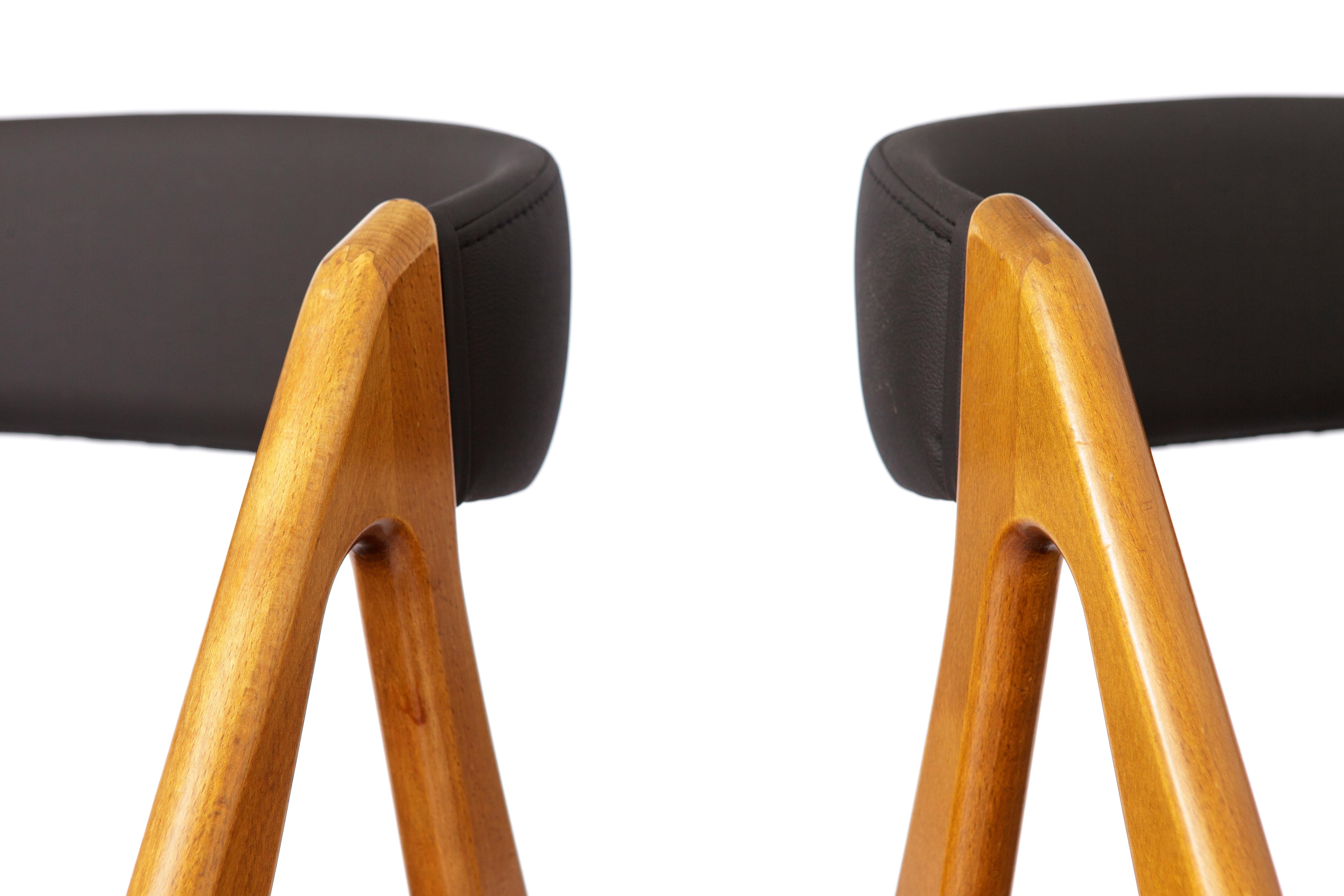 Teak 2 Vintage Chairs by Henning Kjaernulf, Denmark 1960s For Sale