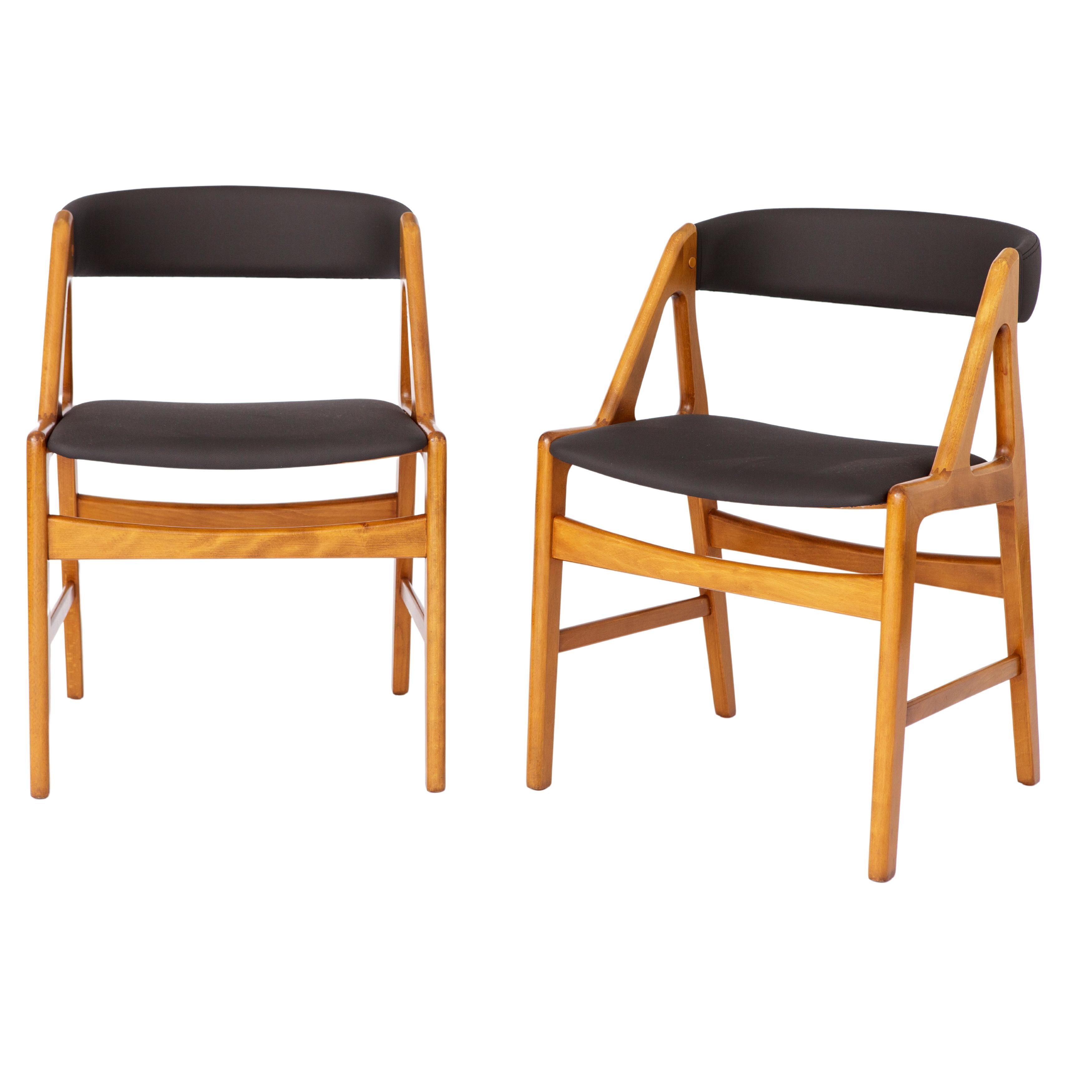 2 Vintage-Stühle von Henning Kjaernulf, Dänemark 1960er Jahre im Angebot