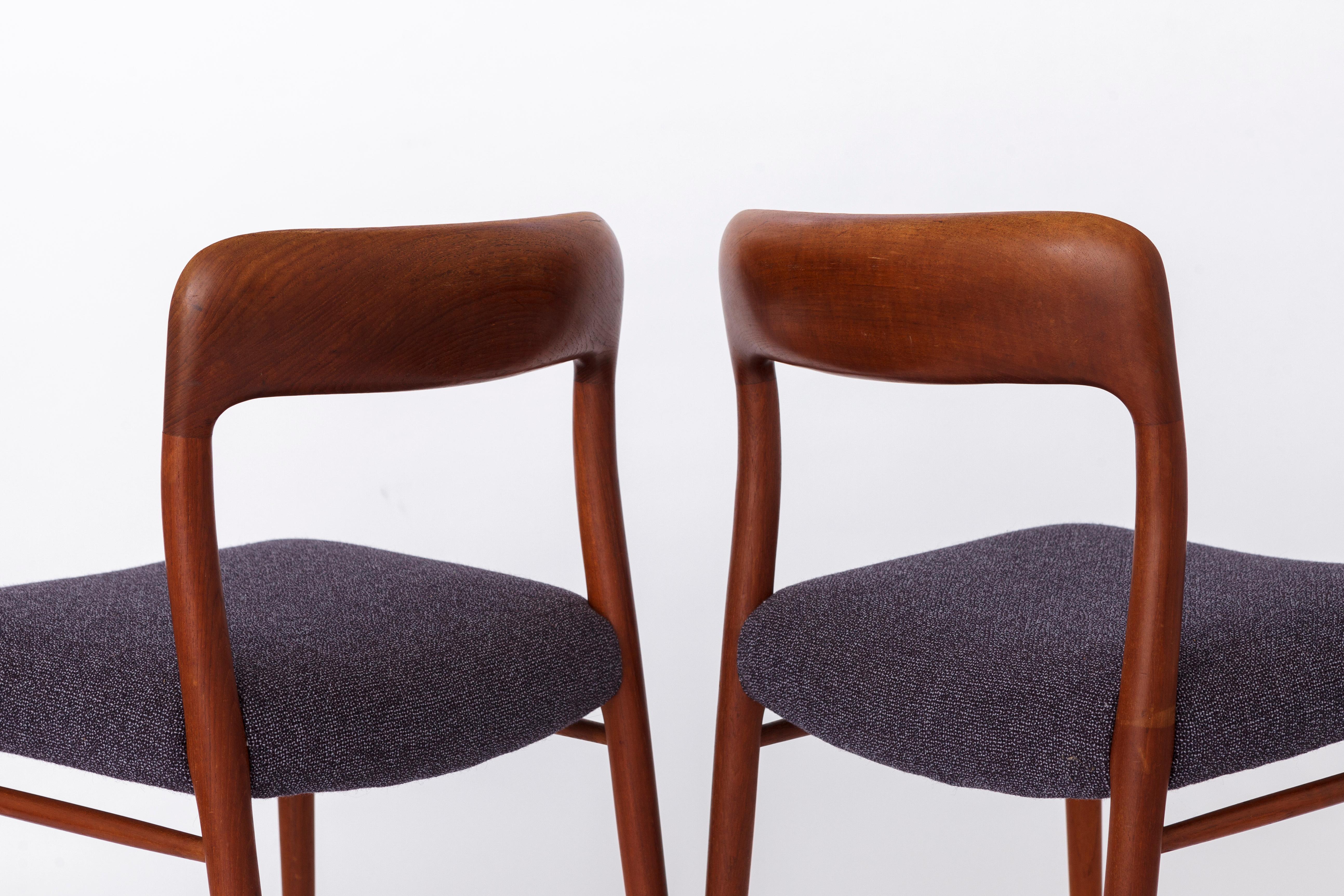 2 Vintage-Stühle Niels Moller, Modell 75, Teakholz, 1950er Jahre, Dänische Vintage im Zustand „Gut“ im Angebot in Hannover, DE