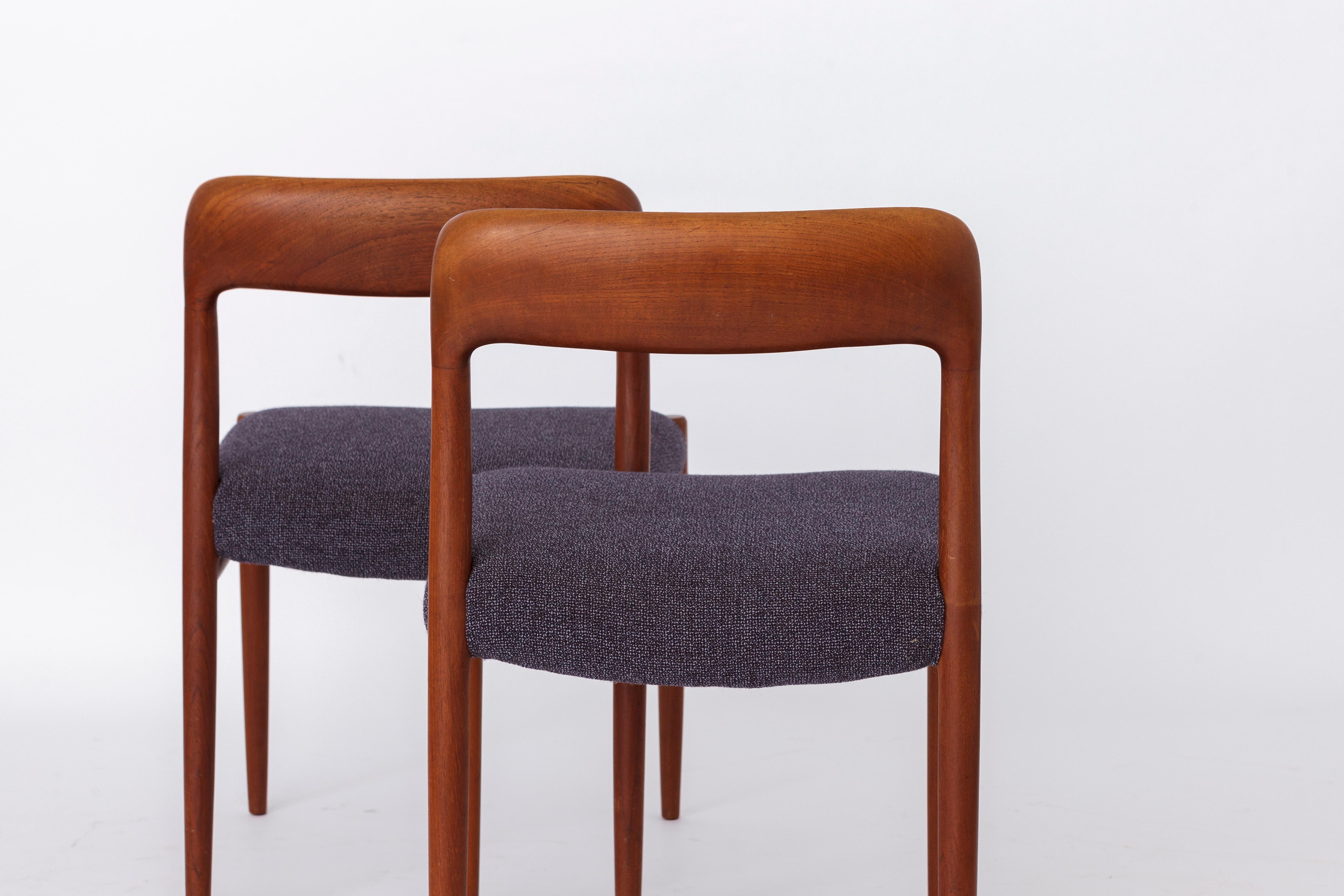 2 Vintage-Stühle Niels Moller, Modell 75, Teakholz, 1950er Jahre, Dänische Vintage (Mitte des 20. Jahrhunderts) im Angebot