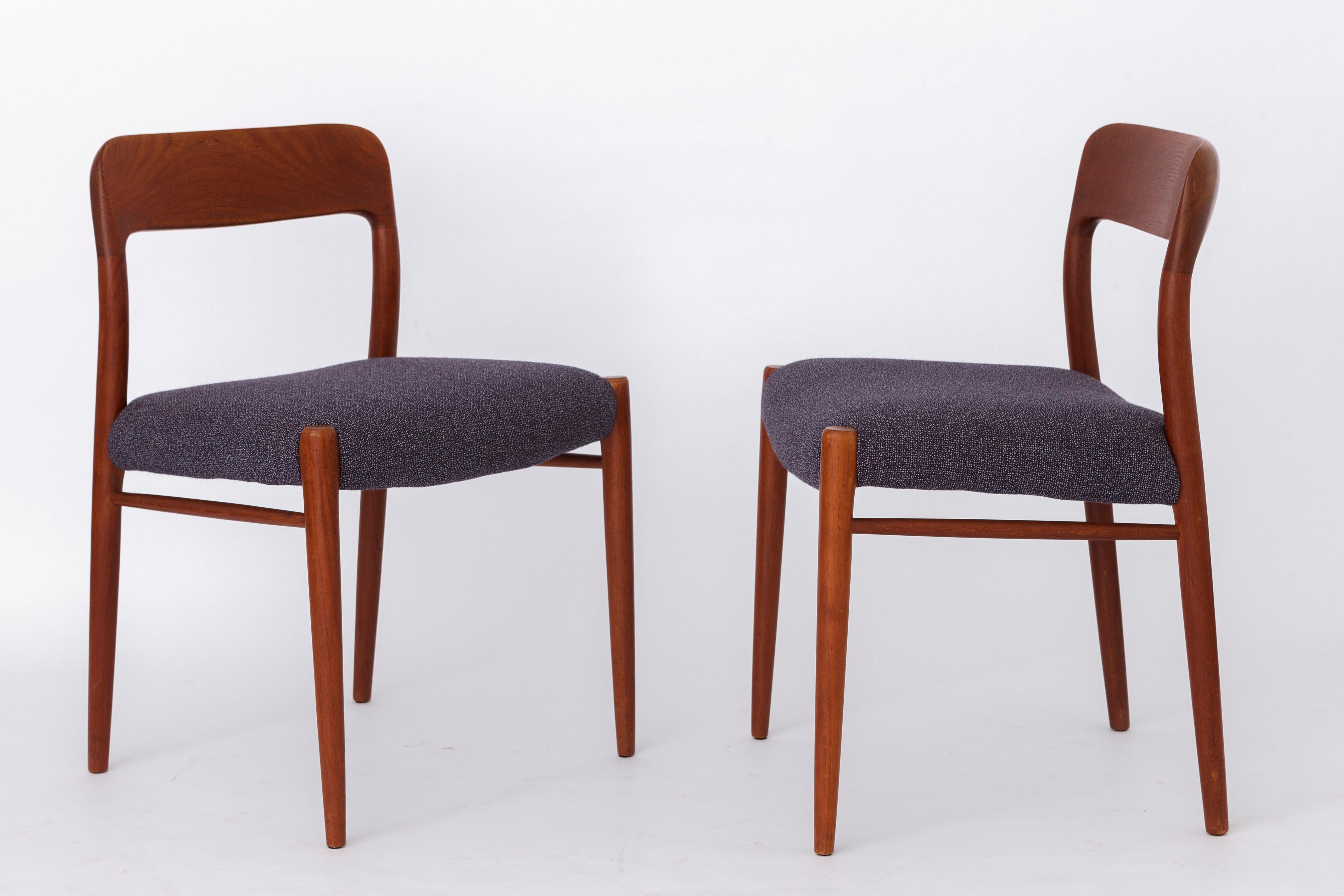2 Vintage Chairs Niels Moller, Model 75, Teak, 1950s, Danish Vintage For Sale 2