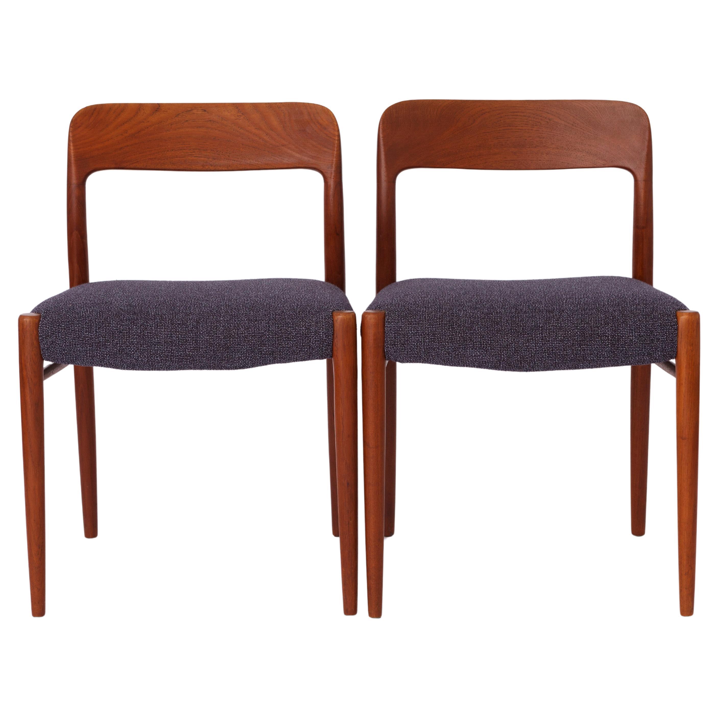 2 Vintage Chairs Niels Moller, Model 75, Teak, 1950s, Danish Vintage For Sale