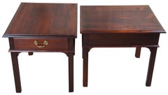 2 Vintage Chippendale Style Mahognay Side End Accent Tables Nightstands