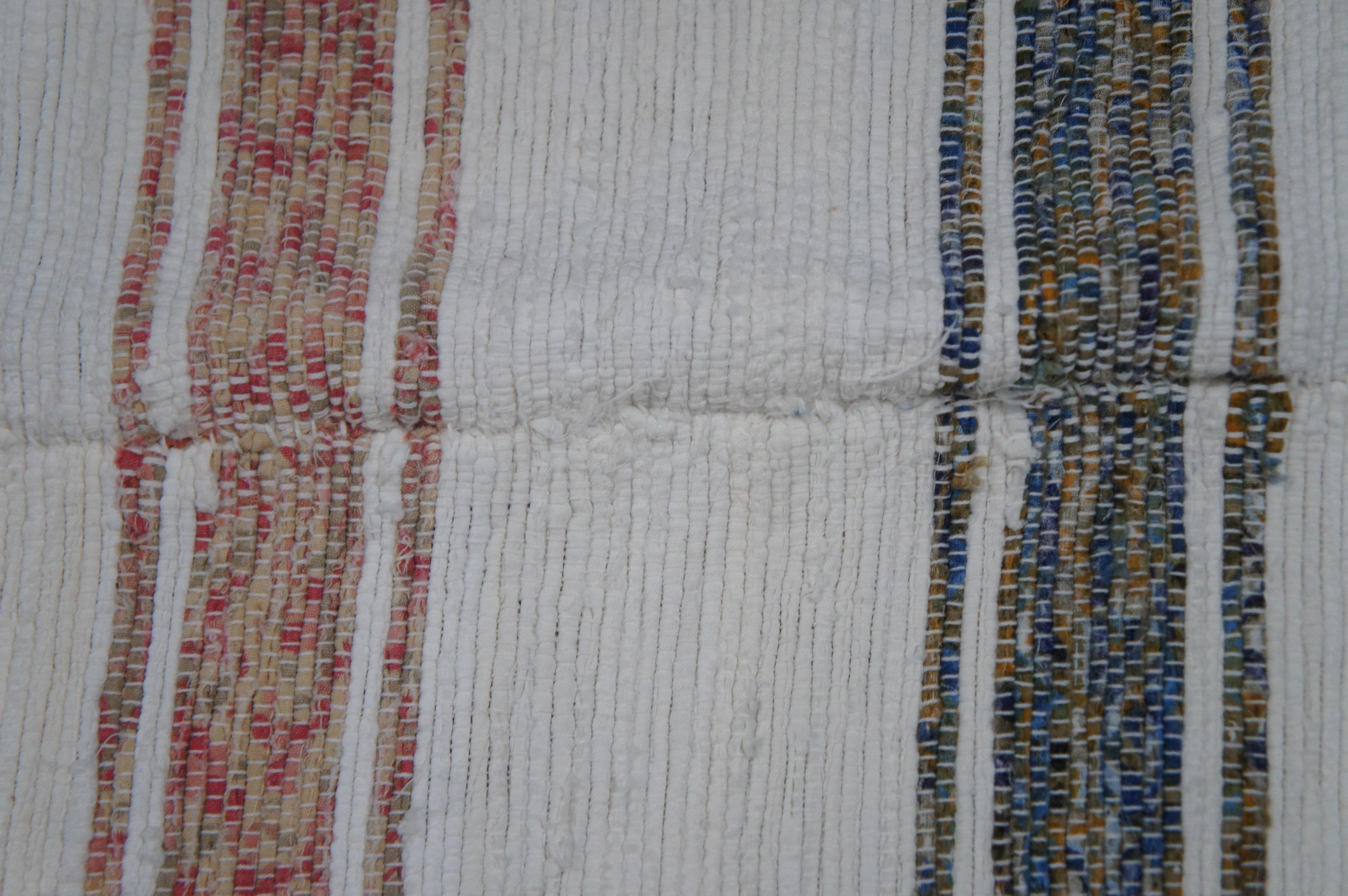 2 Vintage Colorful Hand Loomed Striped Cotton Rag Blankets Bedspread Rug Pair  1