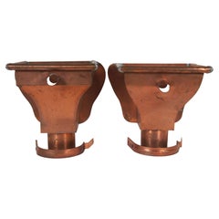 2 Retro Copper Gutter Leader Box Heads w/ Overflow Pipe Outlet Downspout 13"