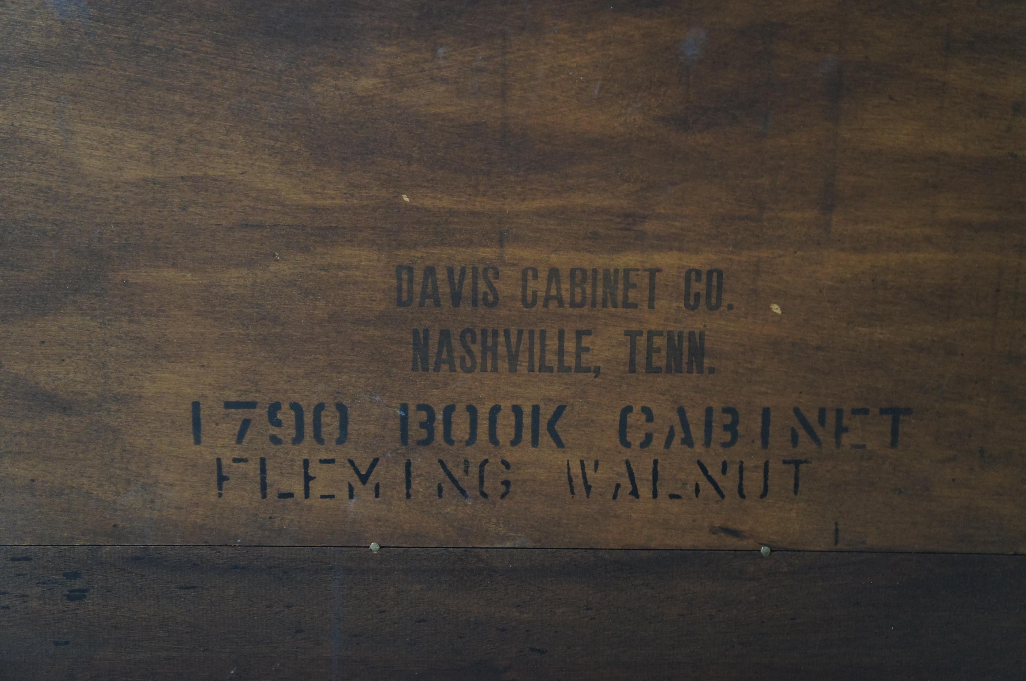 2 Vintage Davis Cabinet Co Fleming Walnut Library Bookcase Cabinets, 1790 7