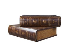 2 Vintage Faux False Leather Book Keepsake Boxes History of England Vol 1 & 2
