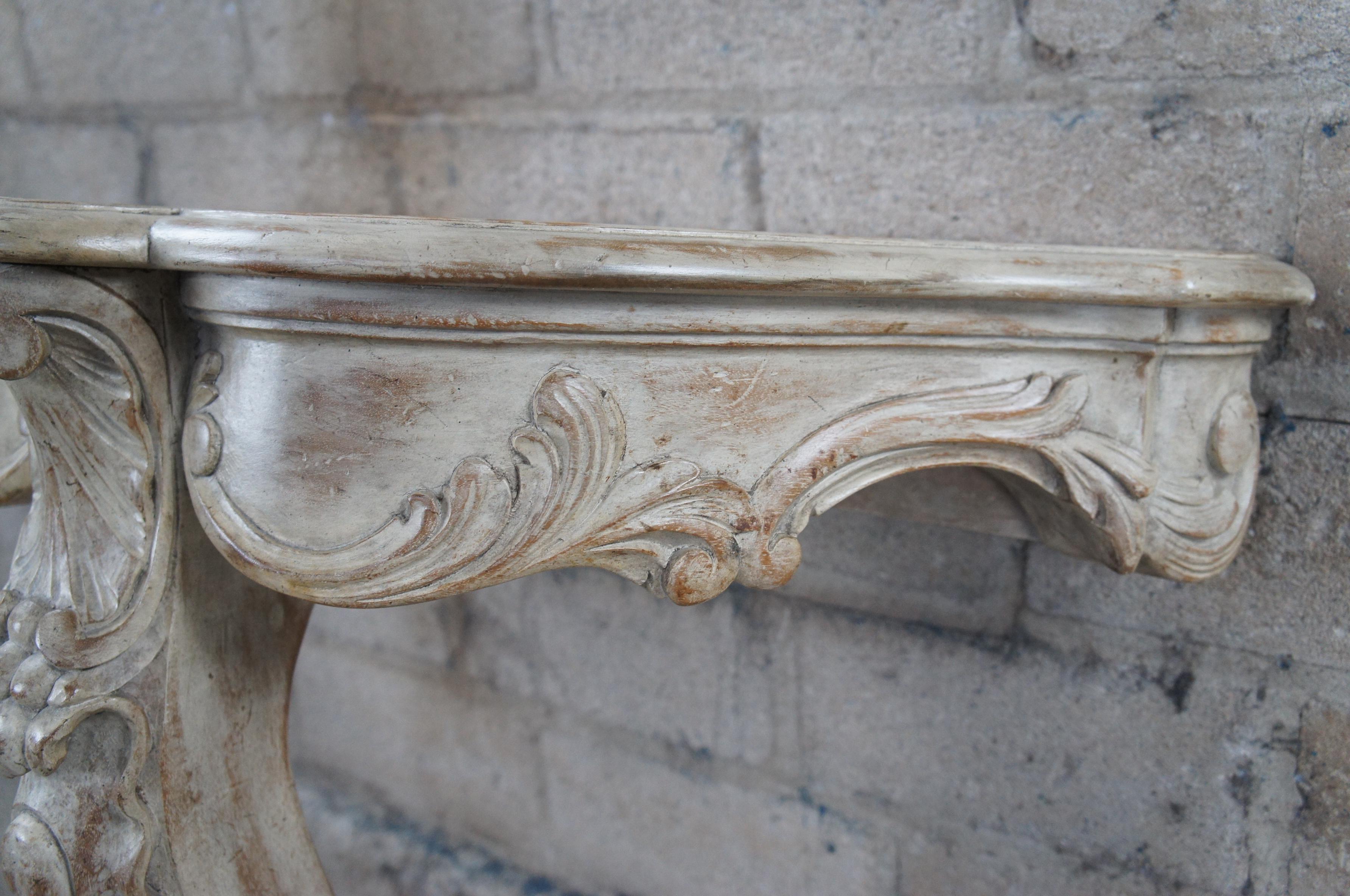 2 Vtg Don Ruseau French Provincial Louis XV Serpentine Wall Mount Console Table 1
