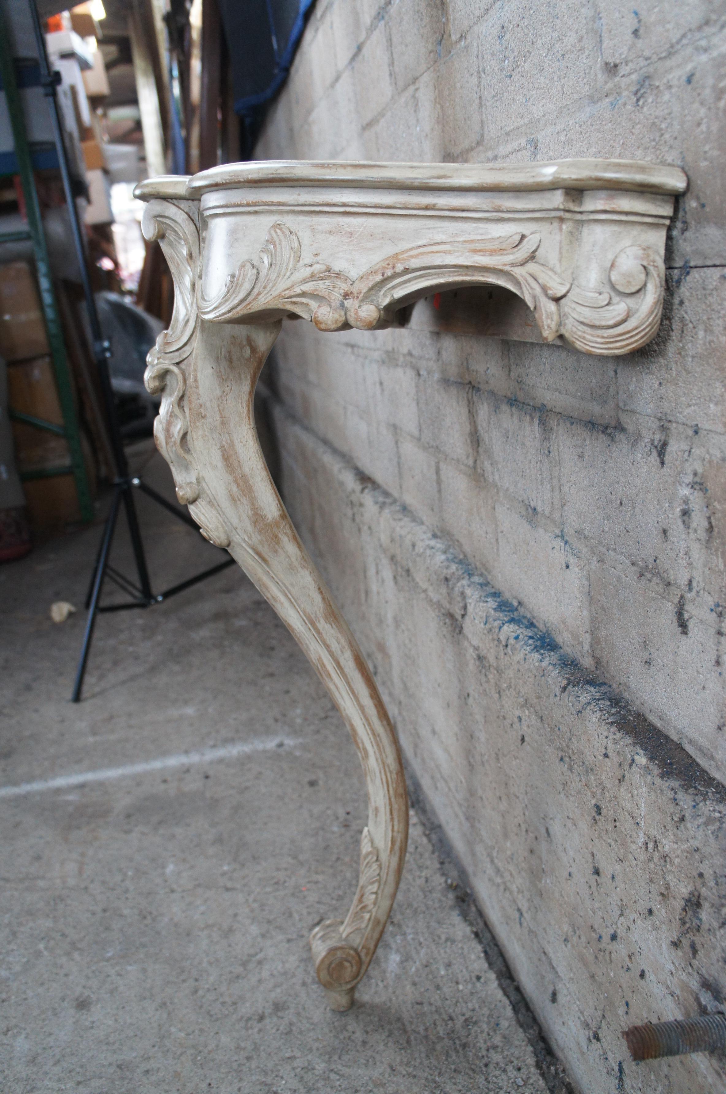 2 Vtg Don Ruseau French Provincial Louis XV Serpentine Wall Mount Console Table 2