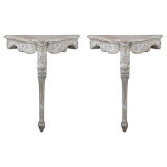 2 Vtg Don Ruseau French Provincial Louis XV Serpentine Wall Mount Console Table