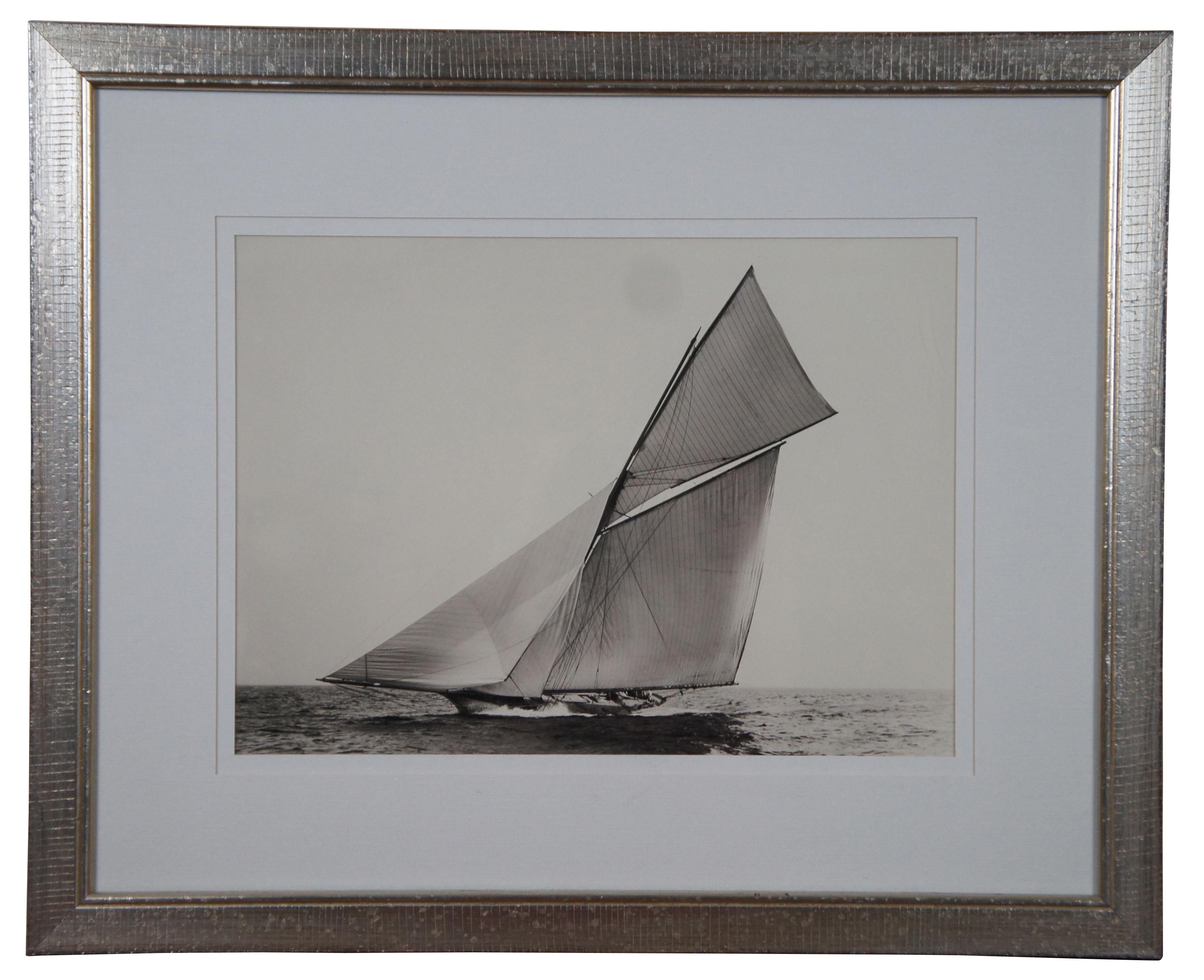 Two vintage black and white photographic prints – Regatta II and Regatta VI – by Frontgate from their nine part Regatta wall art series.“Captivating in their simplicity, our Regatta photo reproductions showcase majestic sailboats on the high seas.