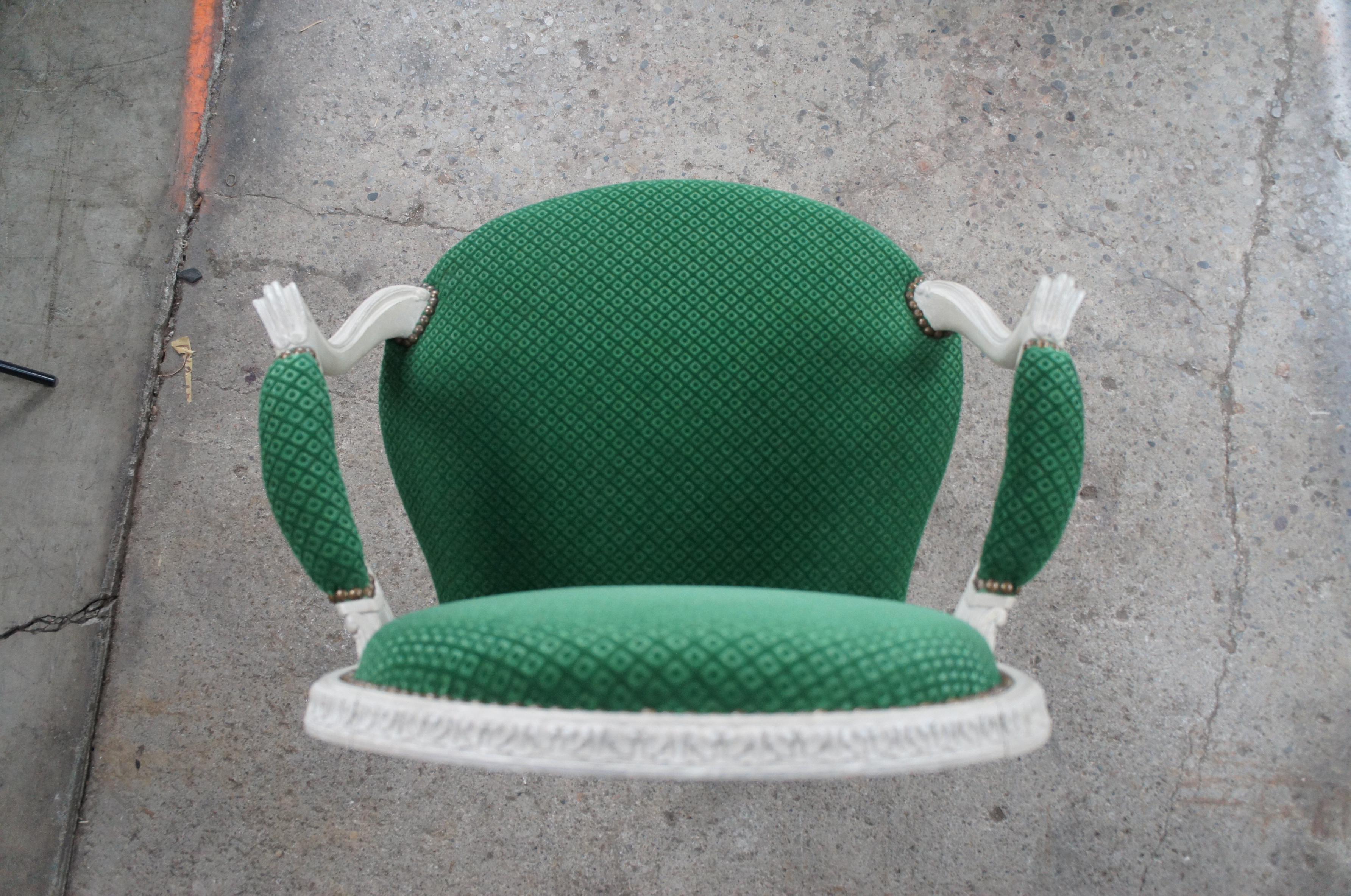 2 offene Vintage-Stühle mit Ballonrückenlehne im französischen Hepplewhite-Stil, George III.-Stil, Grün im Angebot 3