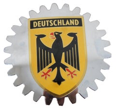 2 Vintage German Deutschland Enameled Motor Car Grille Badges Emblems