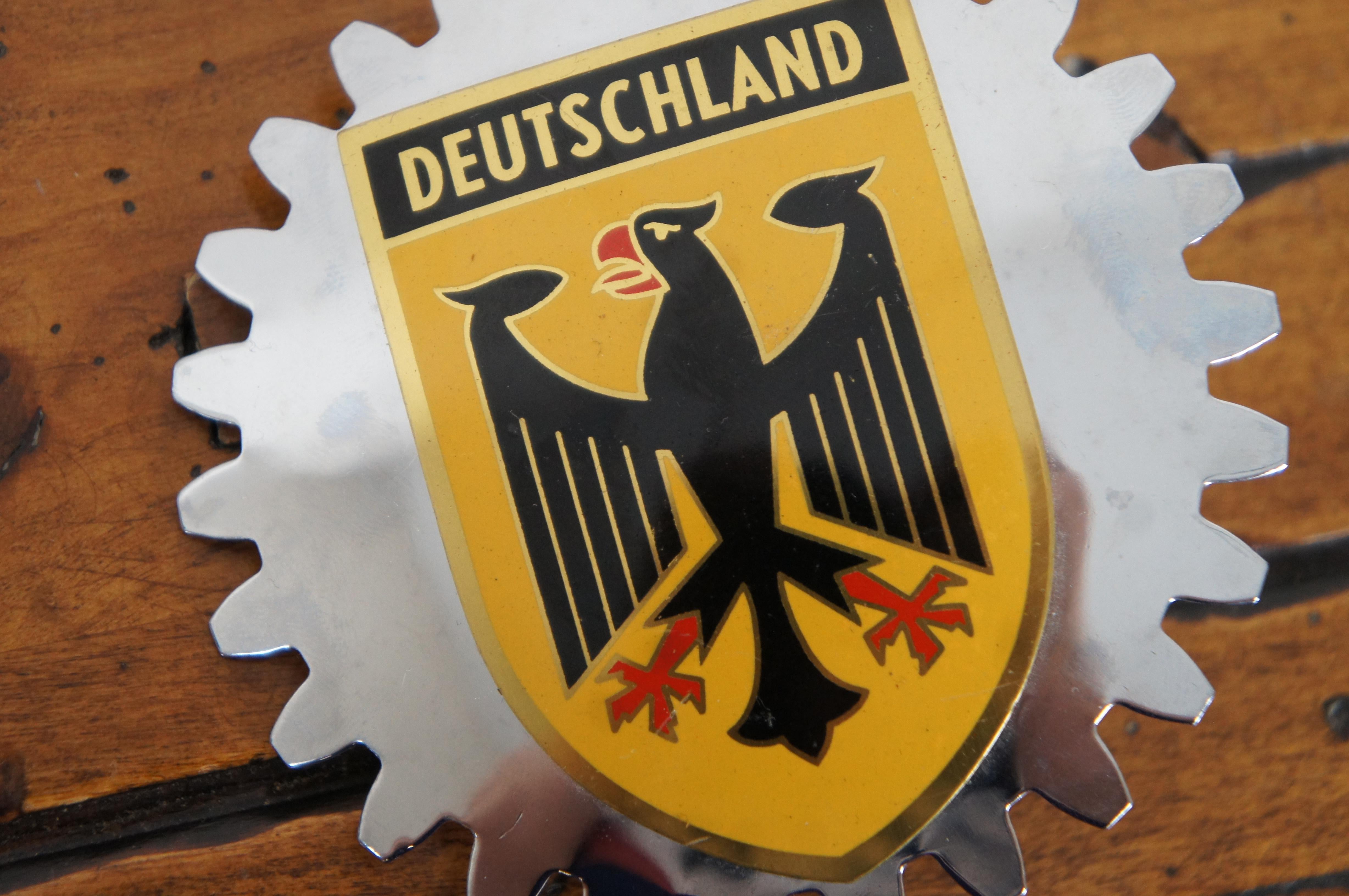 2 Vintage Deutsch Deutschland emailliert Motor Auto Kühlergrill Abzeichen Embleme (20. Jahrhundert)