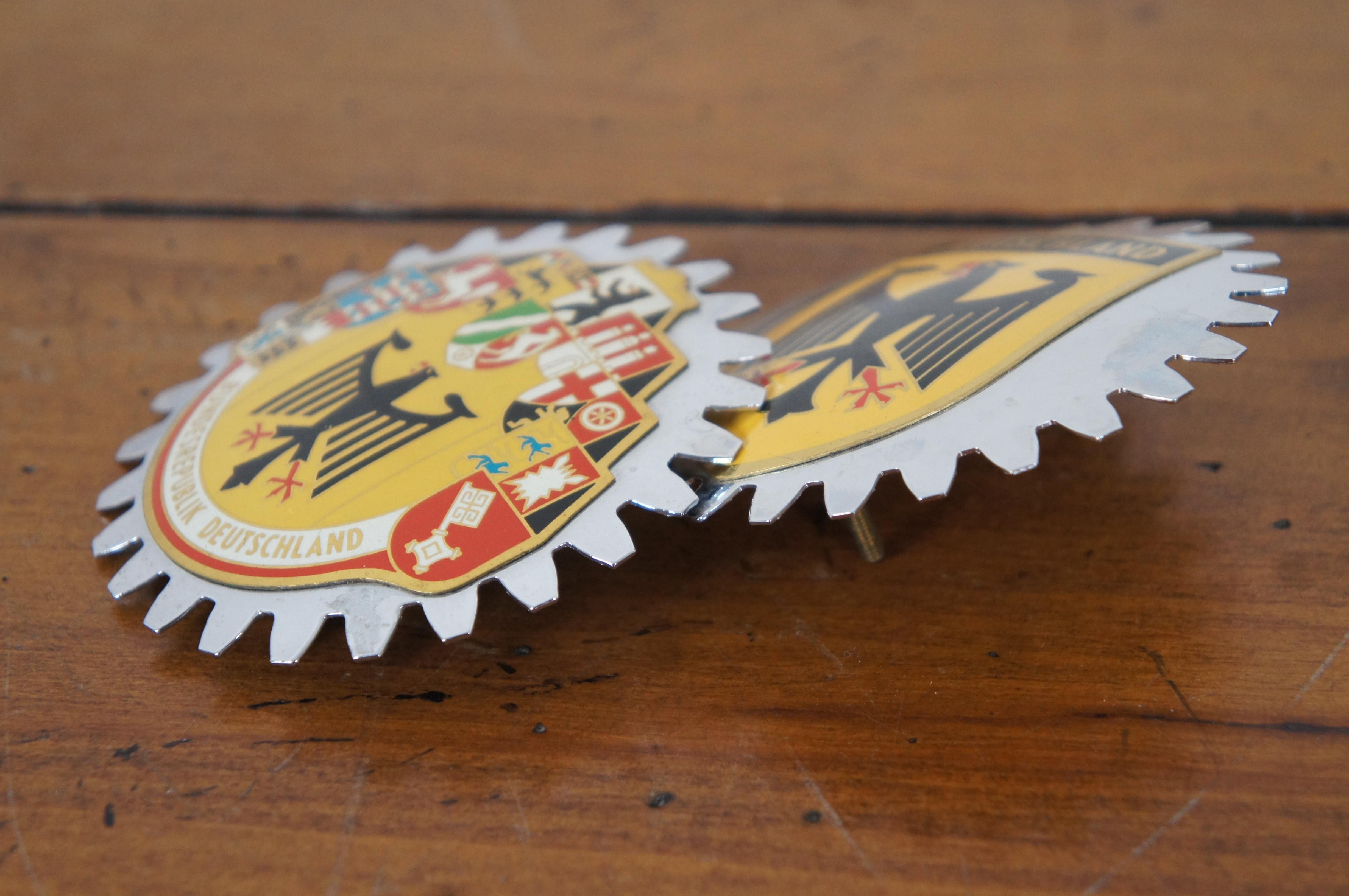 2 Vintage Deutsch Deutschland emailliert Motor Auto Kühlergrill Abzeichen Embleme (Emaille)