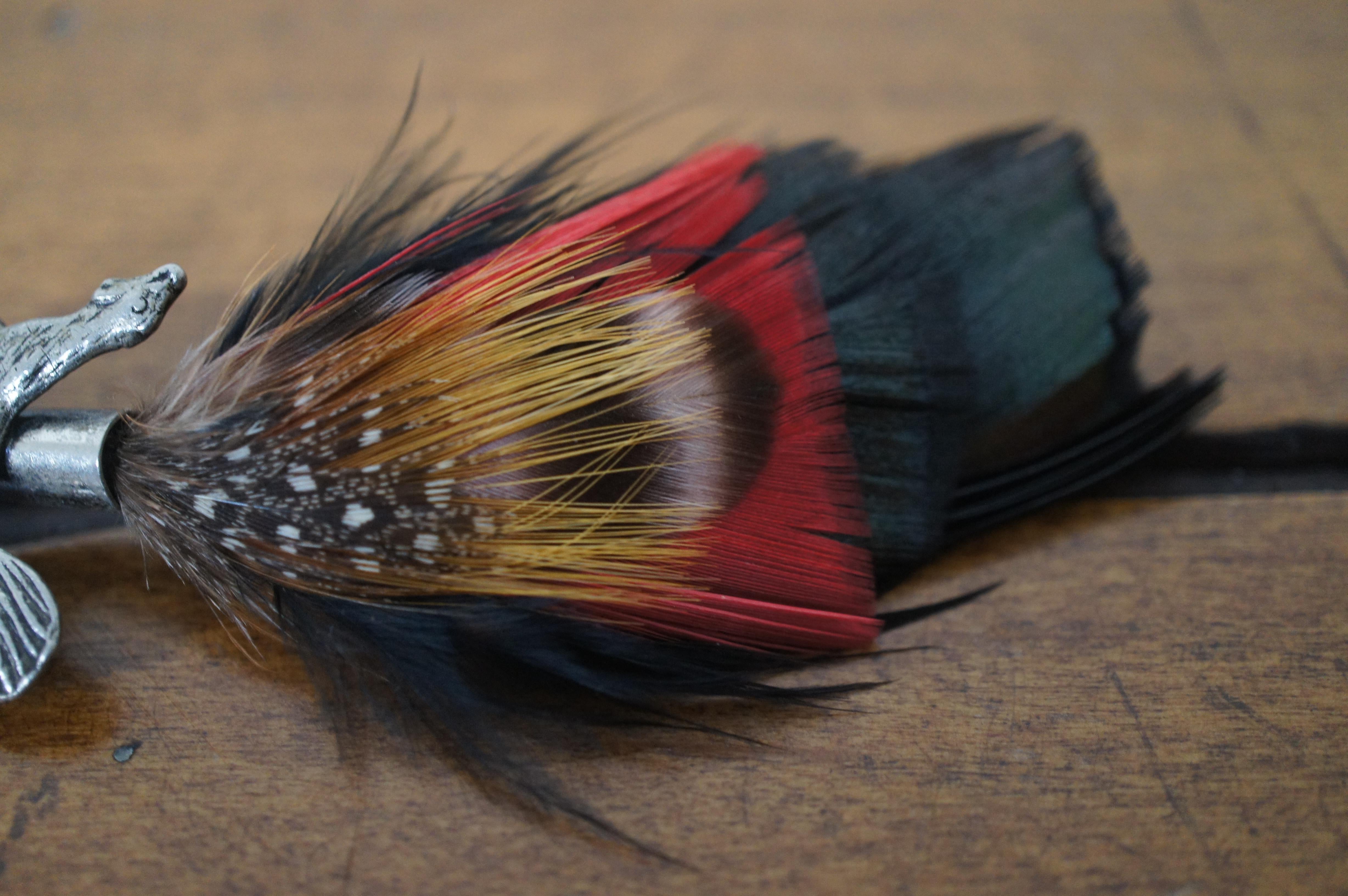 2 Vintage German Jes Geschutzt Hunting Hat Pins Eagle Pheasant Grouse Feather 2