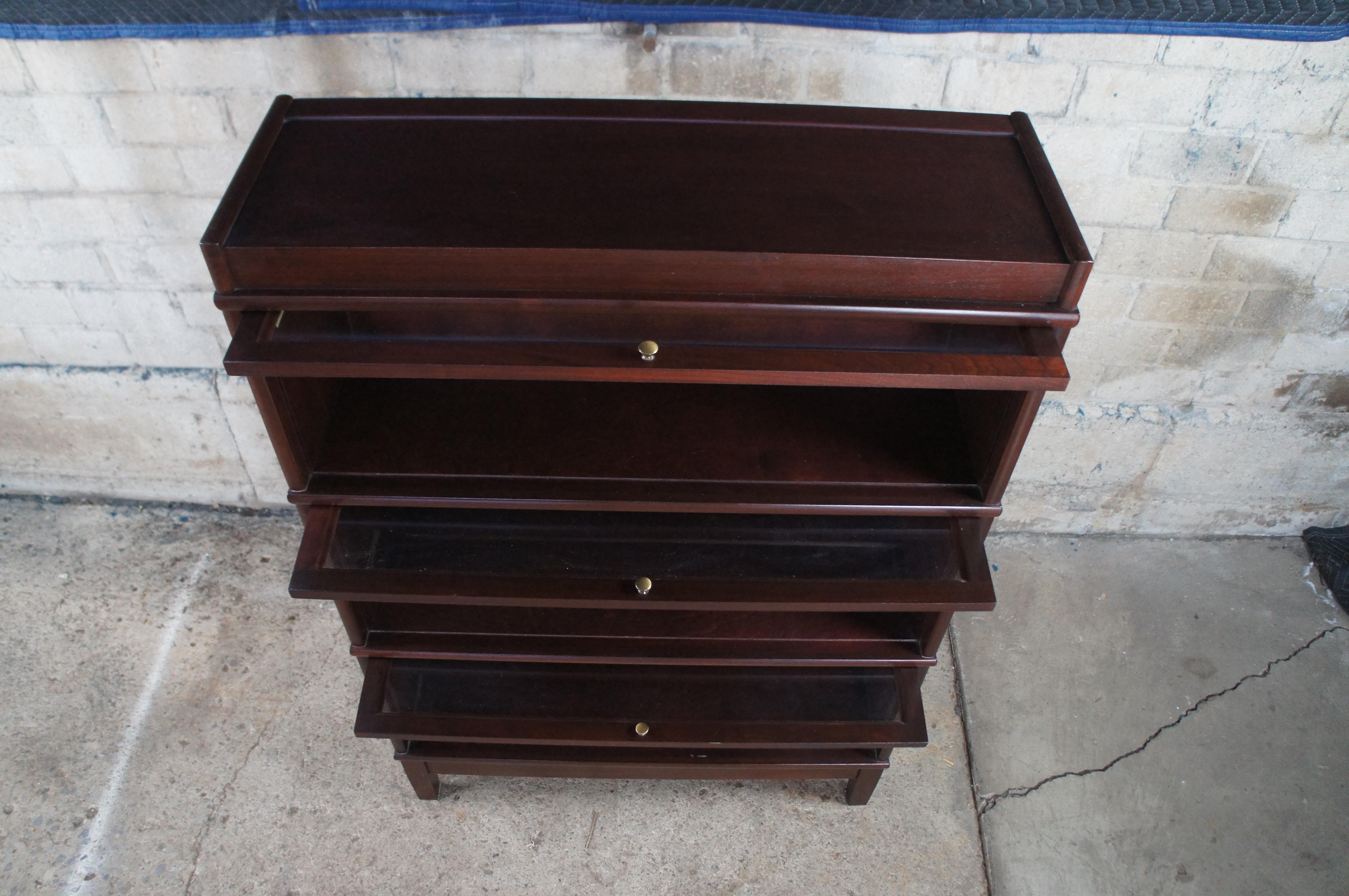 2 Vintage Hale Industries Walnut Mission Barrister Cabinet Library Bookcase Pair 5